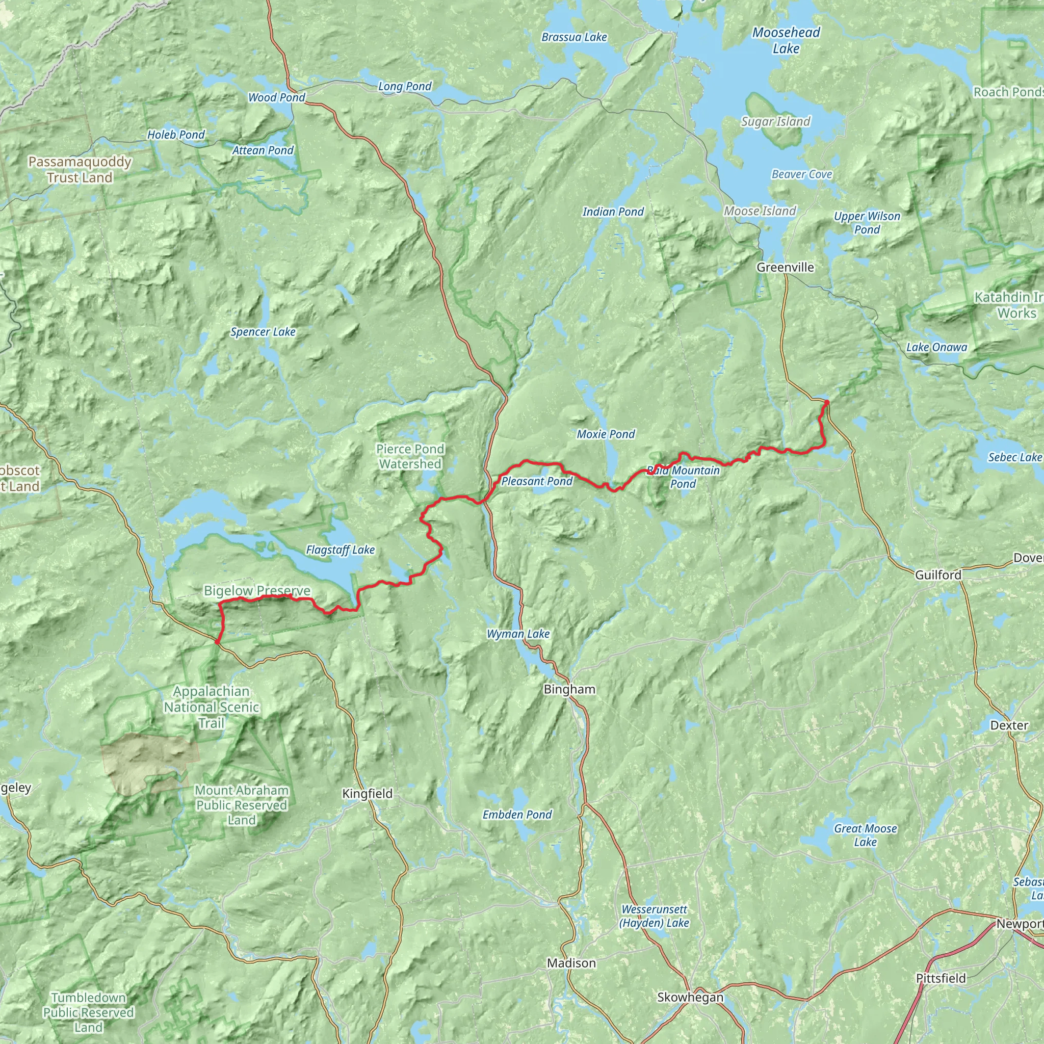 Appalachian Trail Section Hike - Maine Route 27 To Monson mobile static map