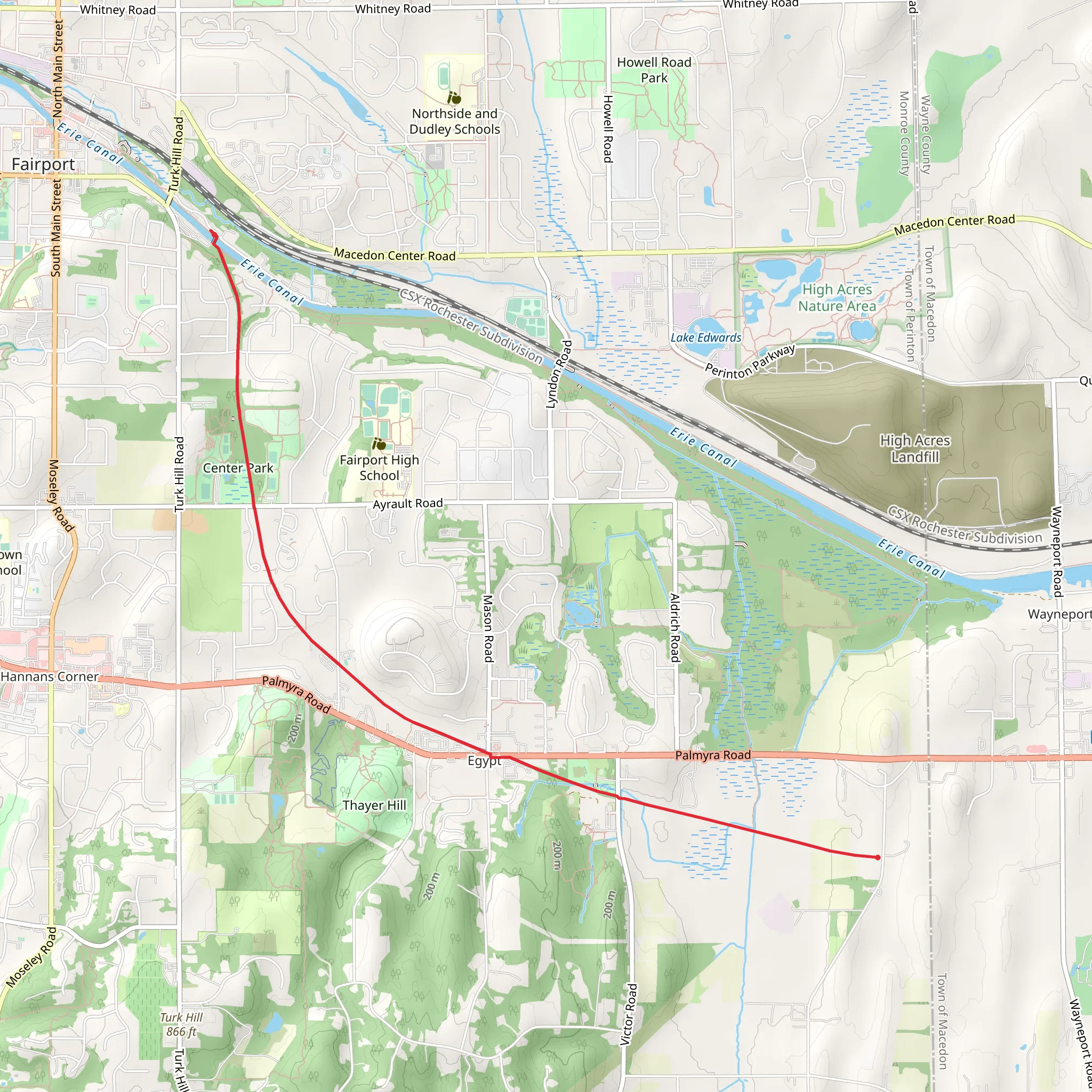 Erie Canal via Rochester, Syracuse and Eastern Trolley trail mobile static map