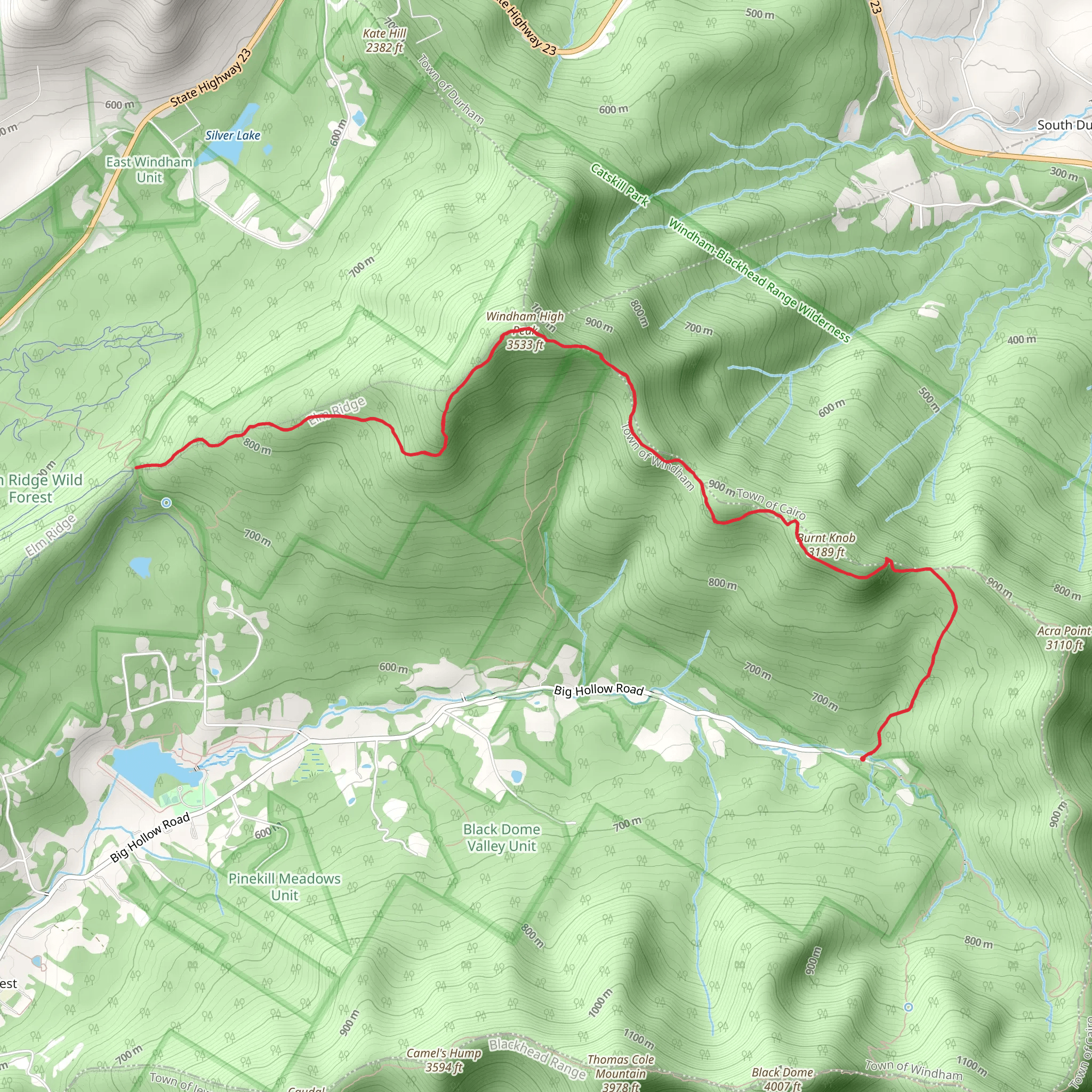 Burnt Knob and Windham High Peak via Escarpment Trail mobile static map
