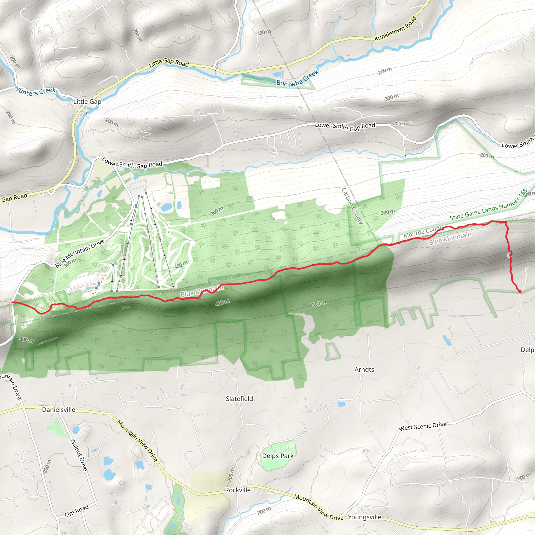 Blue Mountain out and back via Appalachian Trail mobile static map