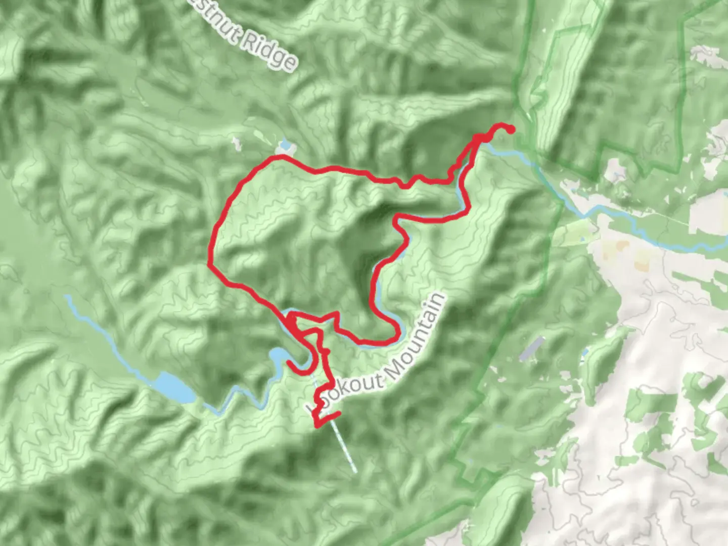 An image depicting the trail Staunton Reservoir, Wild Oak and North River Gorge Loop Trail and its surrounding area.