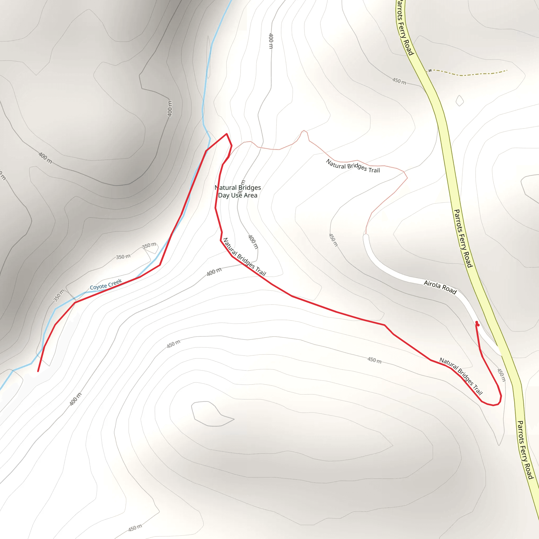 Coyote Creek and Natural Bridges Trail mobile static map