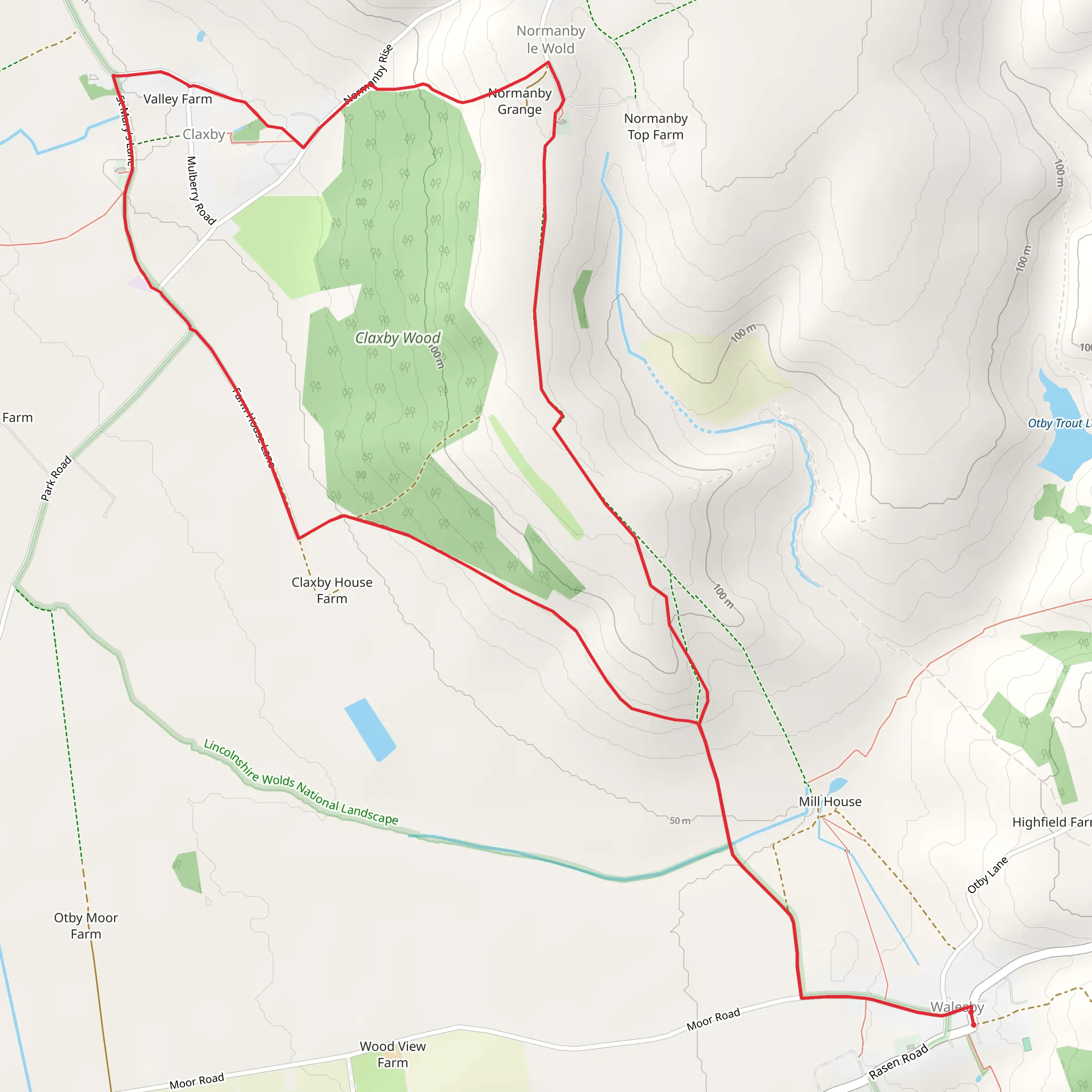 Claxby and Normanby le Wold from Walesby mobile static map