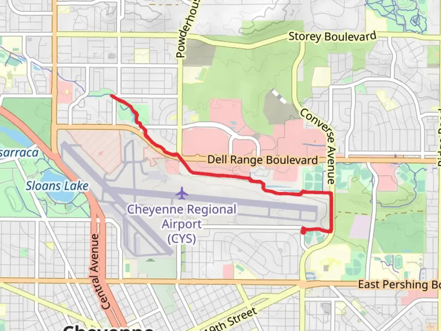An image depicting the trail Smalley Park via Dry Creek Greenway and its surrounding area.