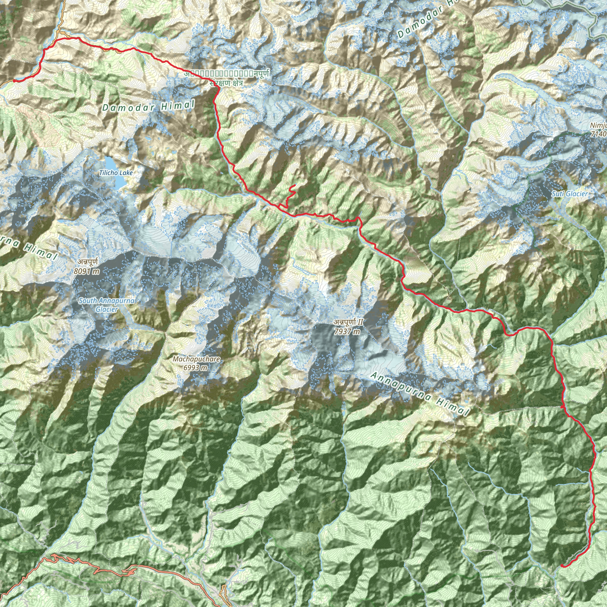 Annapurna Circuit Trek mobile static map