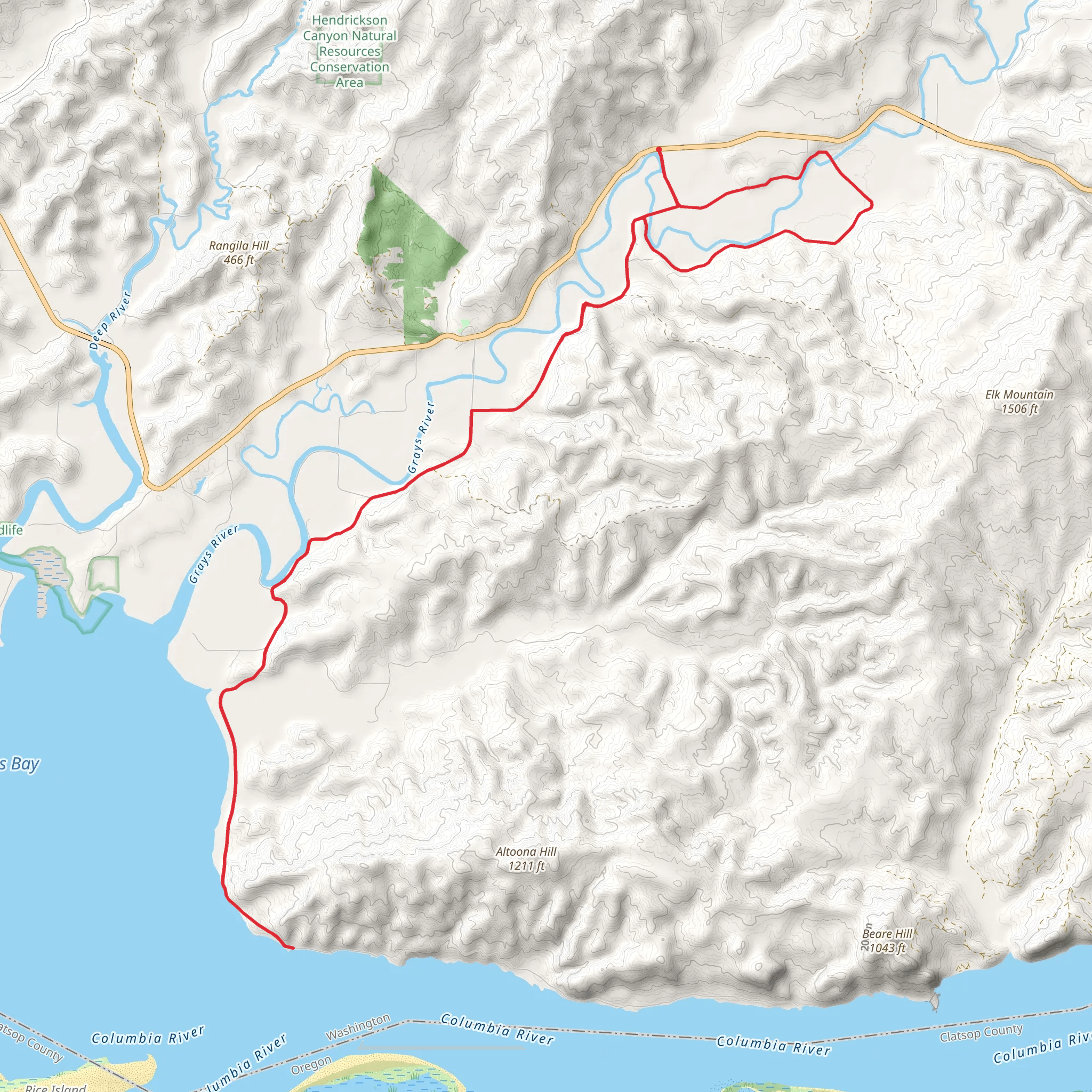 Altoona-Pillar Rock Road Walk - Grays River mobile static map