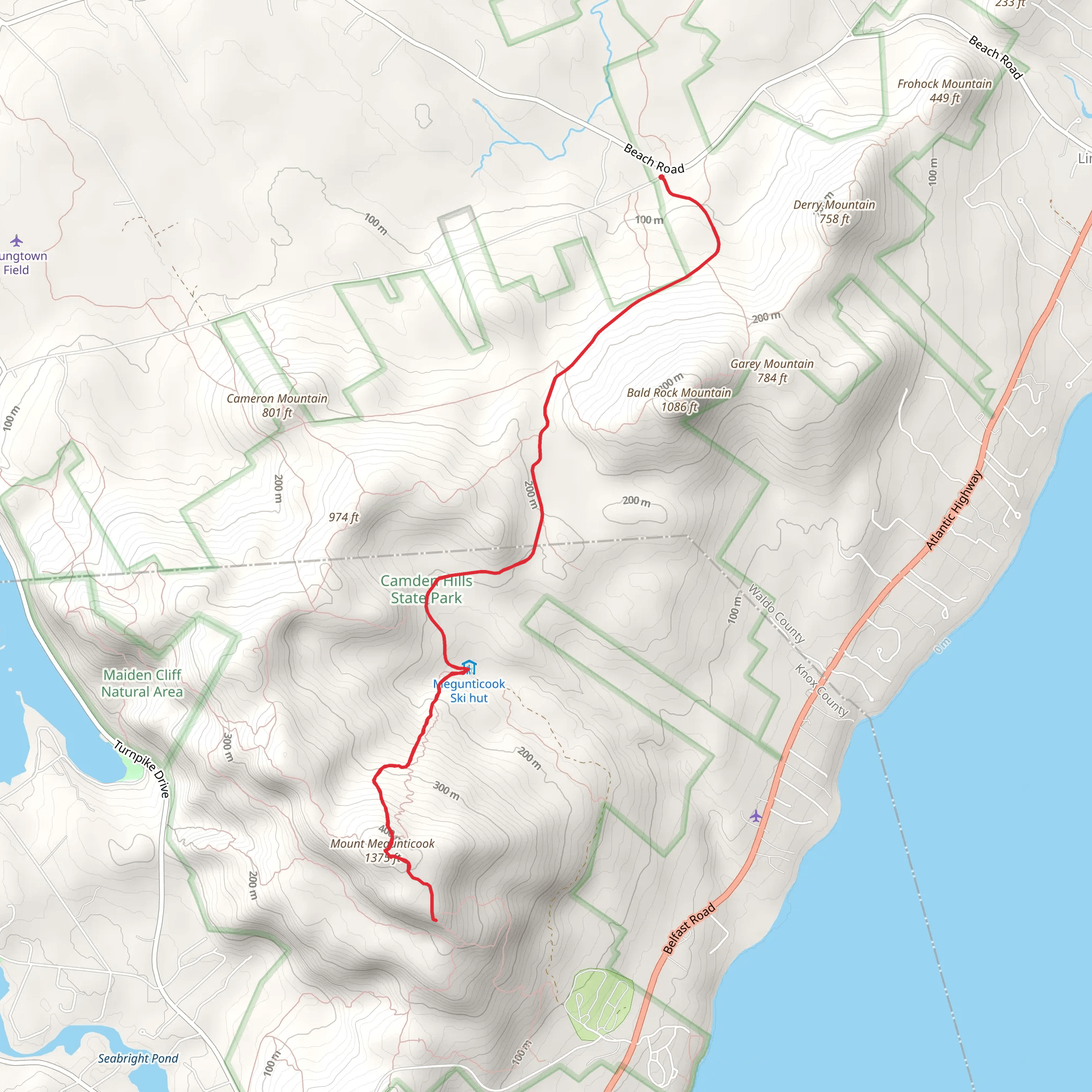 Mount Megunticook Trail mobile static map