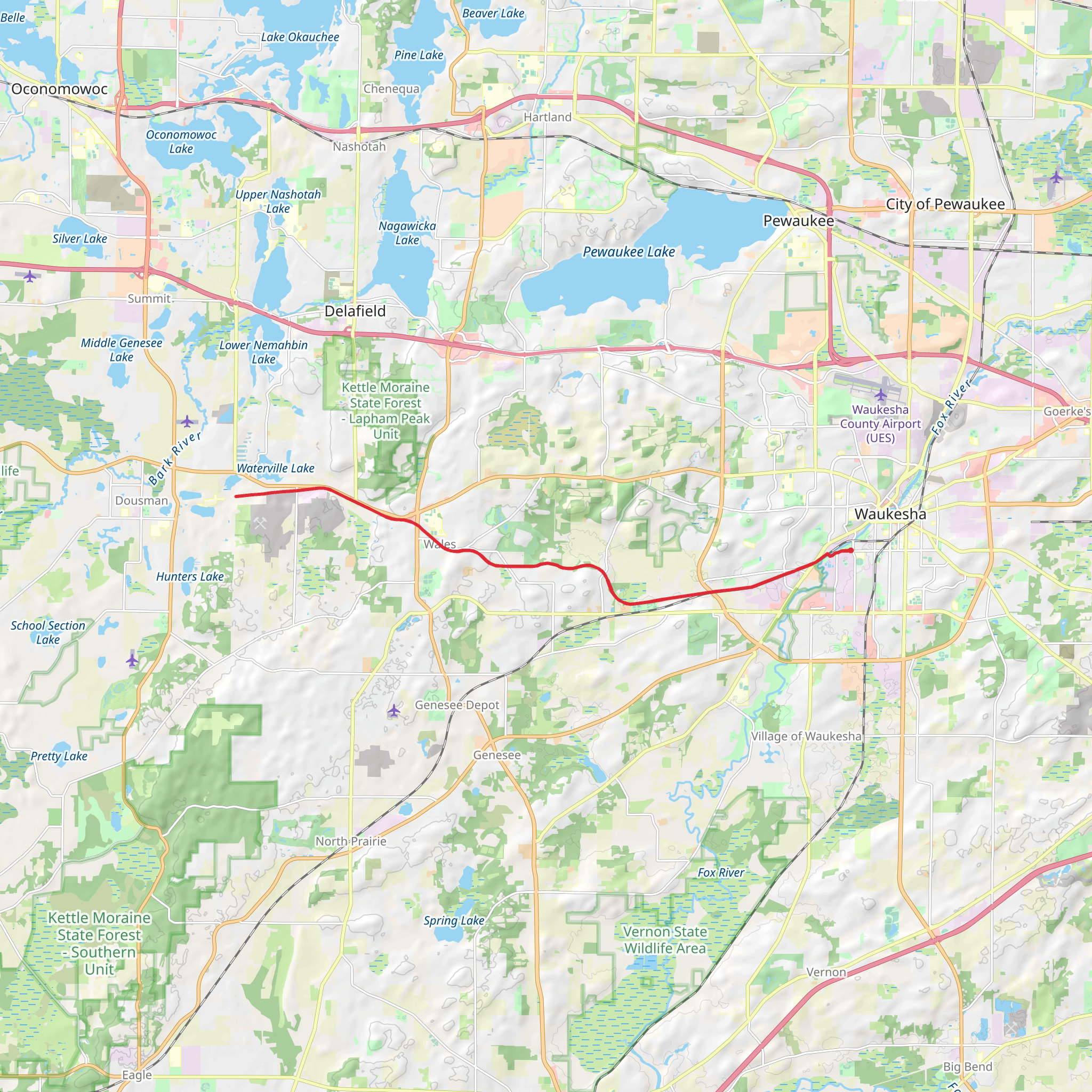 Glacial Drumlin State Trail mobile static map