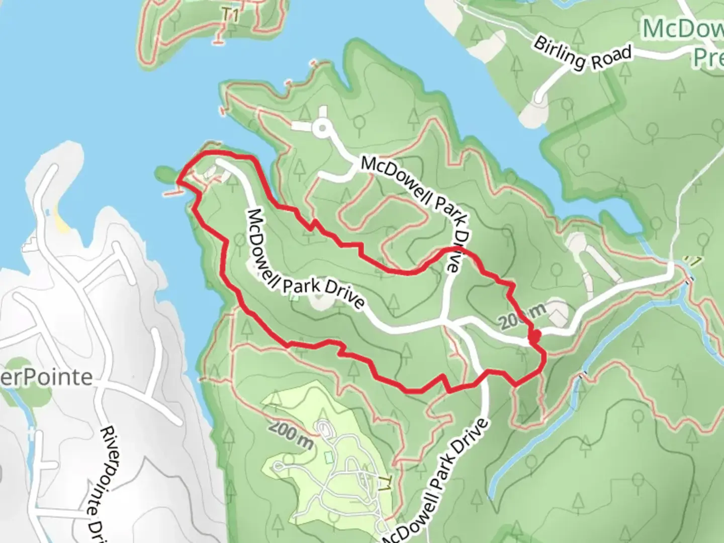 An image depicting the trail Shady Hollow, Kingfisher and Oak Hill Loop Trail and its surrounding area.