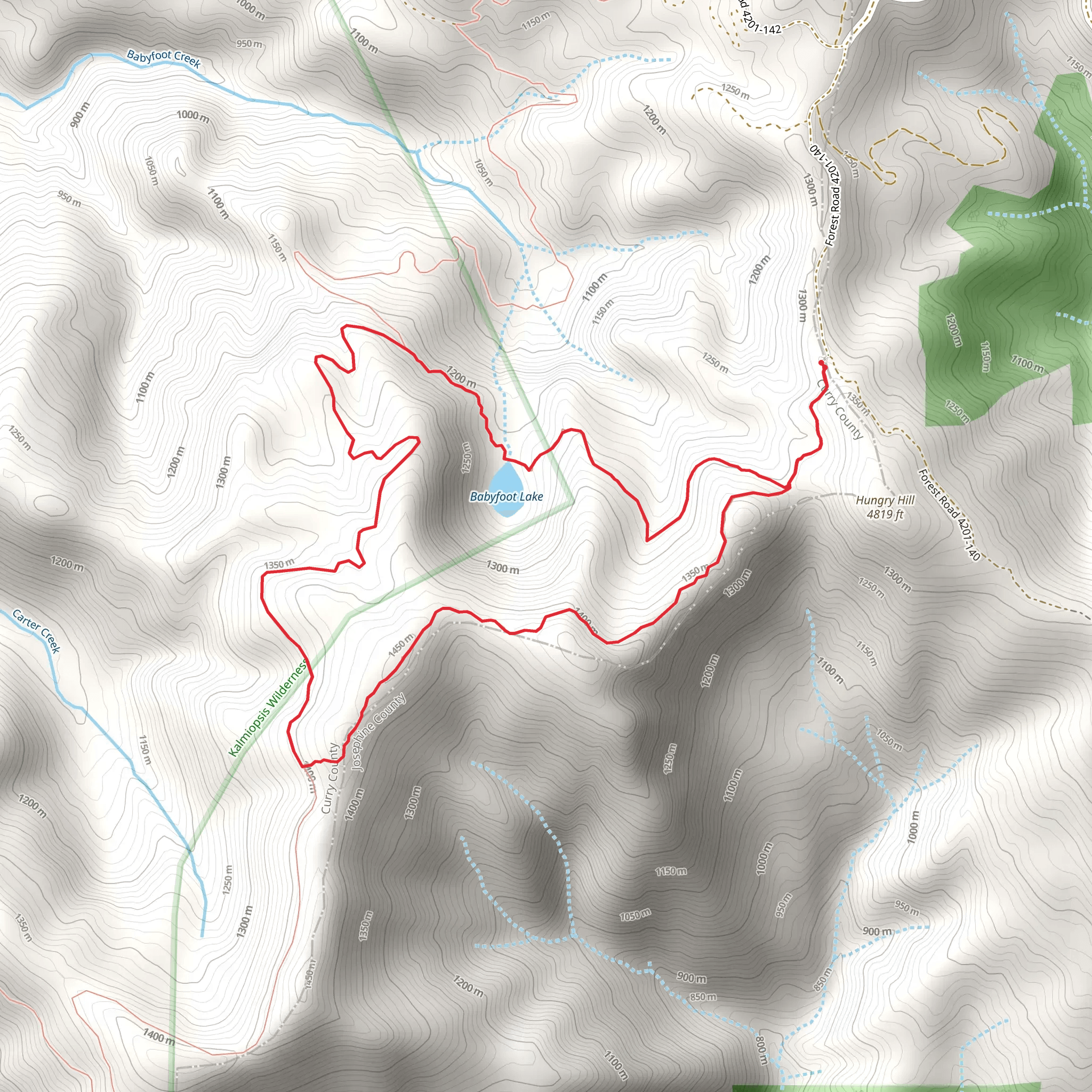 Babyfoot Lake Rim, Kalmiopsis Rim and Babyfoot Lake Loop Trail mobile static map