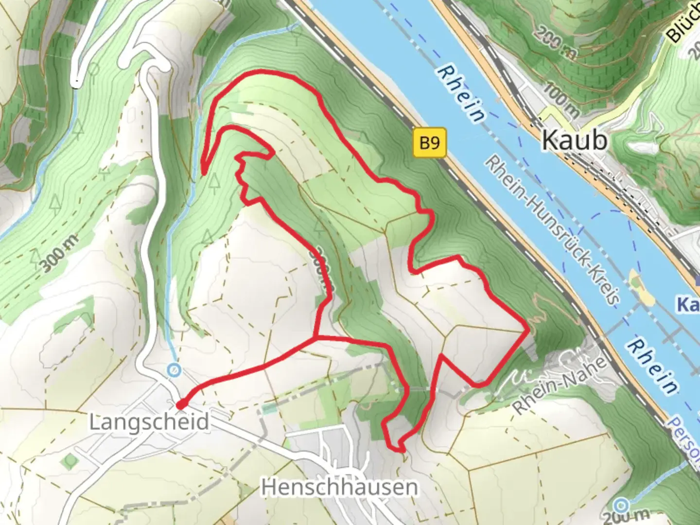 An image depicting the trail Pfalzblick and Sauzahn Loop via Langscheid and its surrounding area.