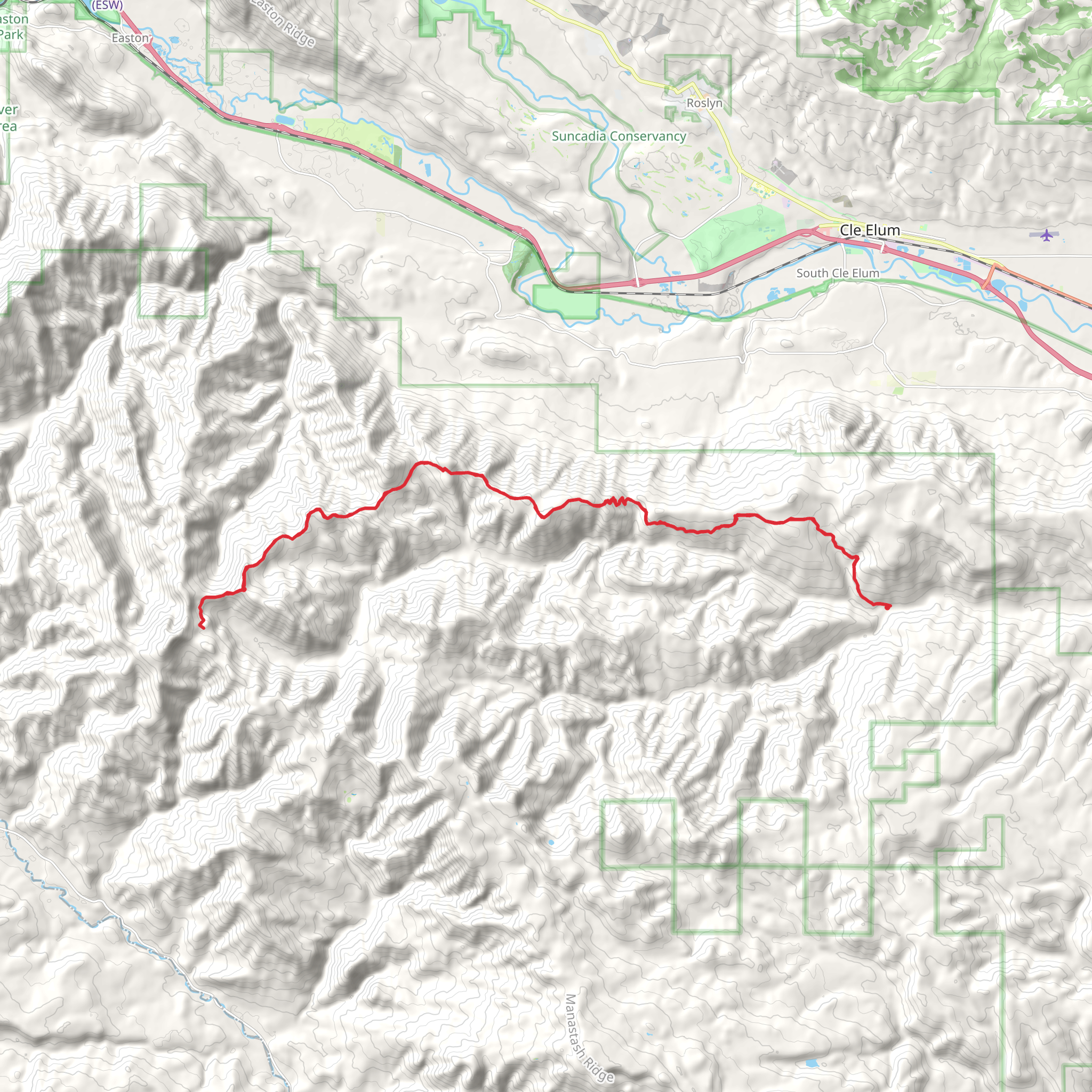Cle Elum Ridge Trail mobile static map