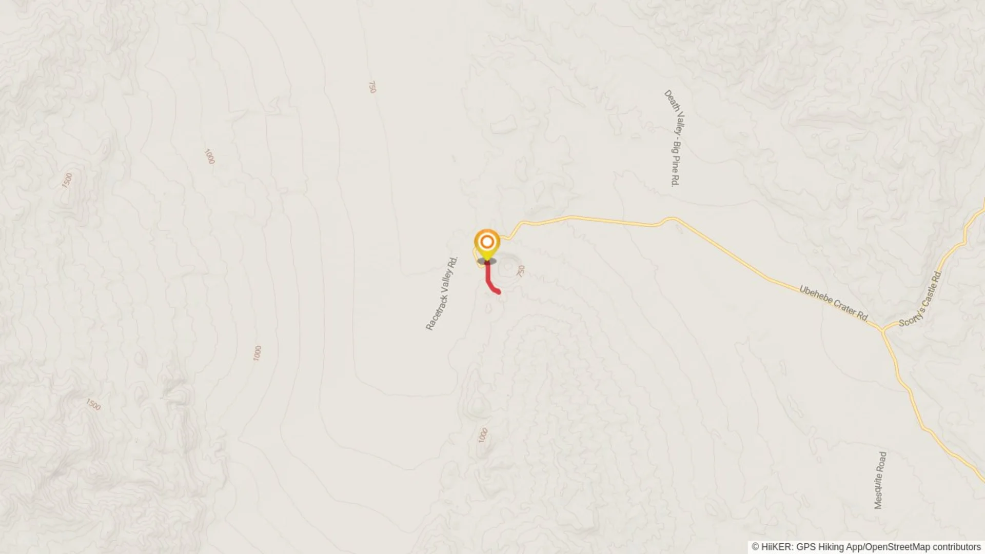 An image depicting the trail Ubehebe Crater Road and its surrounding area.