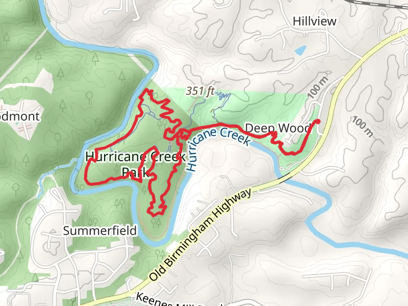 North, The Cliffs and South Loop Trail from Deep Wood