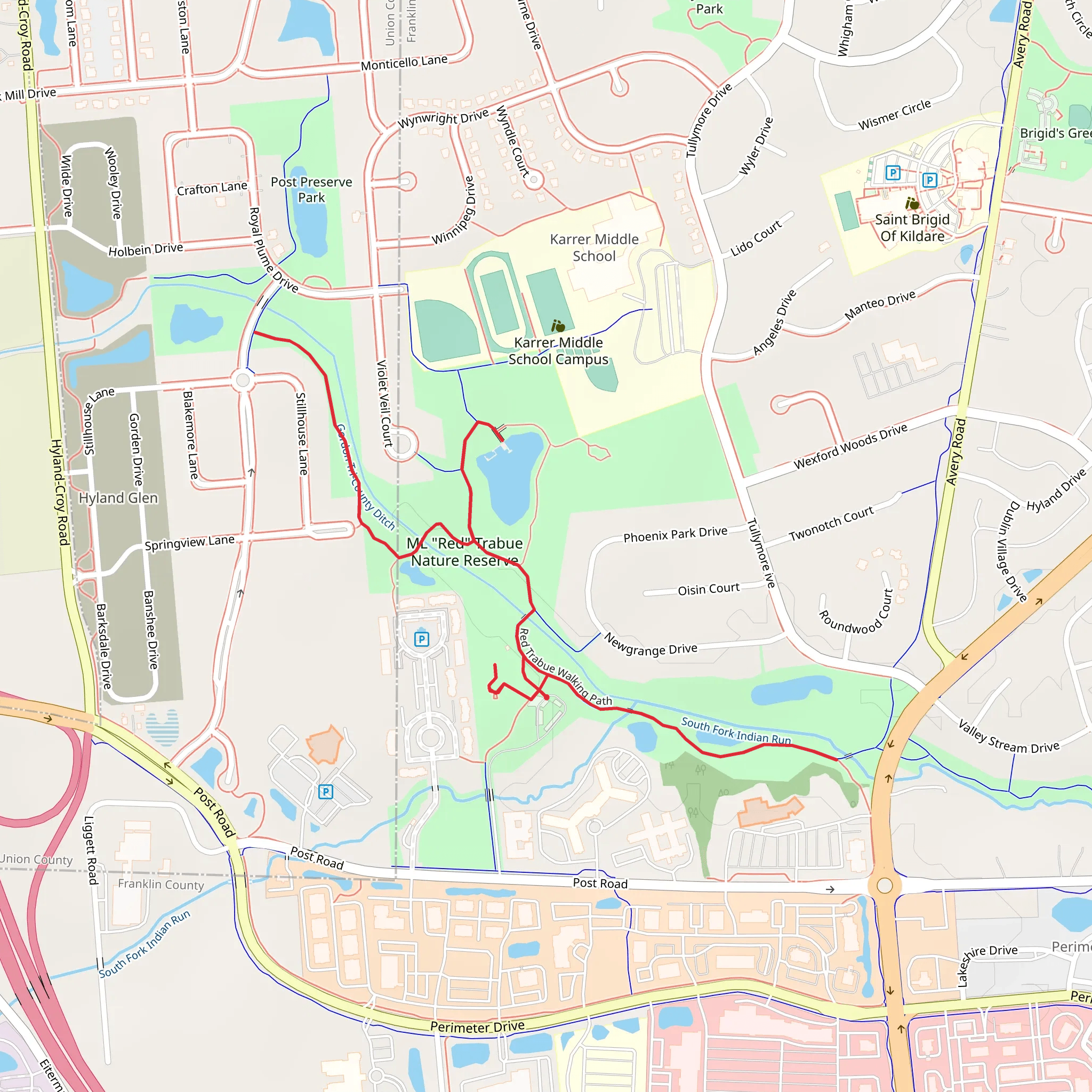 Red Trabue Walking Path - Dublin Path mobile static map