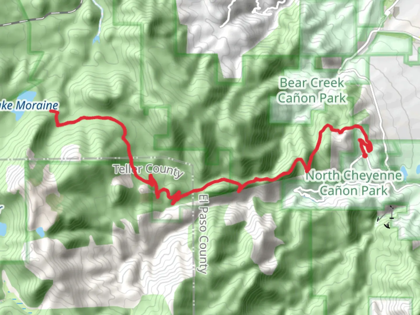 An image depicting the trail Captain Jacks Trail and Jones Park and its surrounding area.
