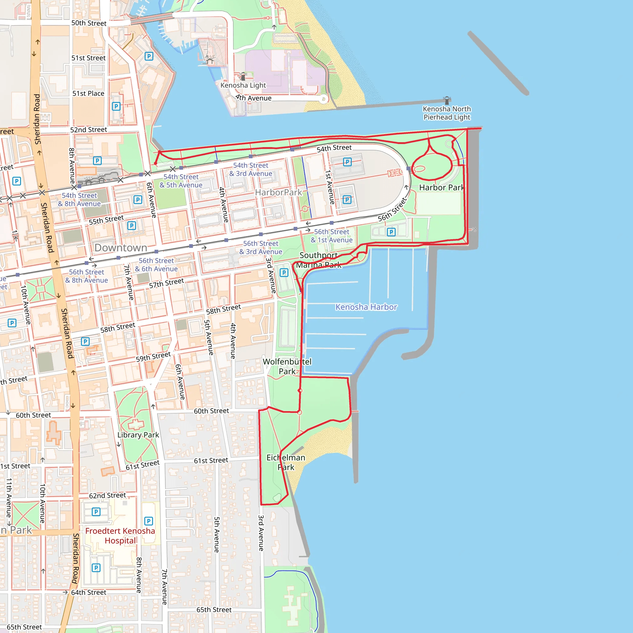 Harbor Park and Eichelman Park Loop mobile static map