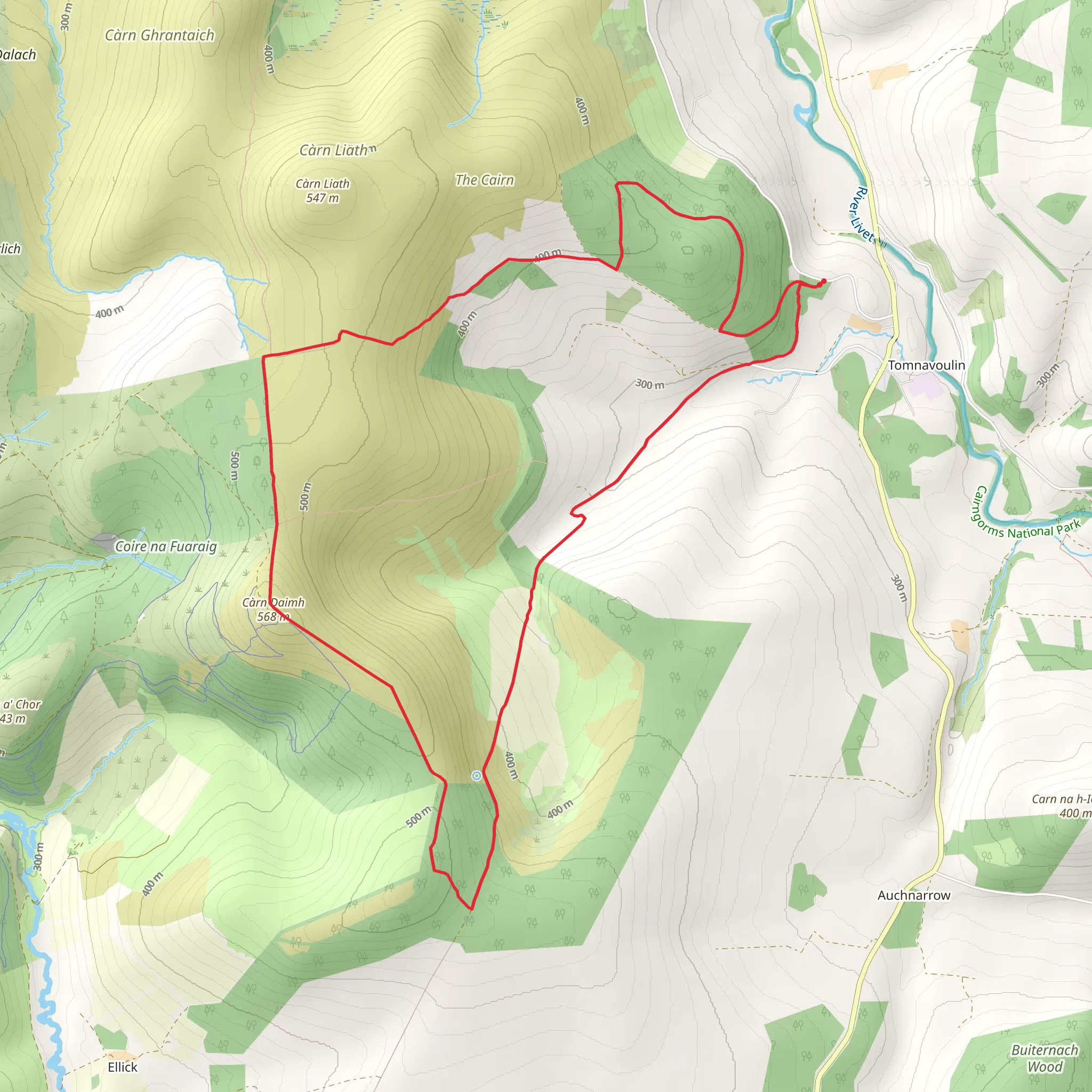 Carn Daimh Loop from Tomnavoulin mobile static map