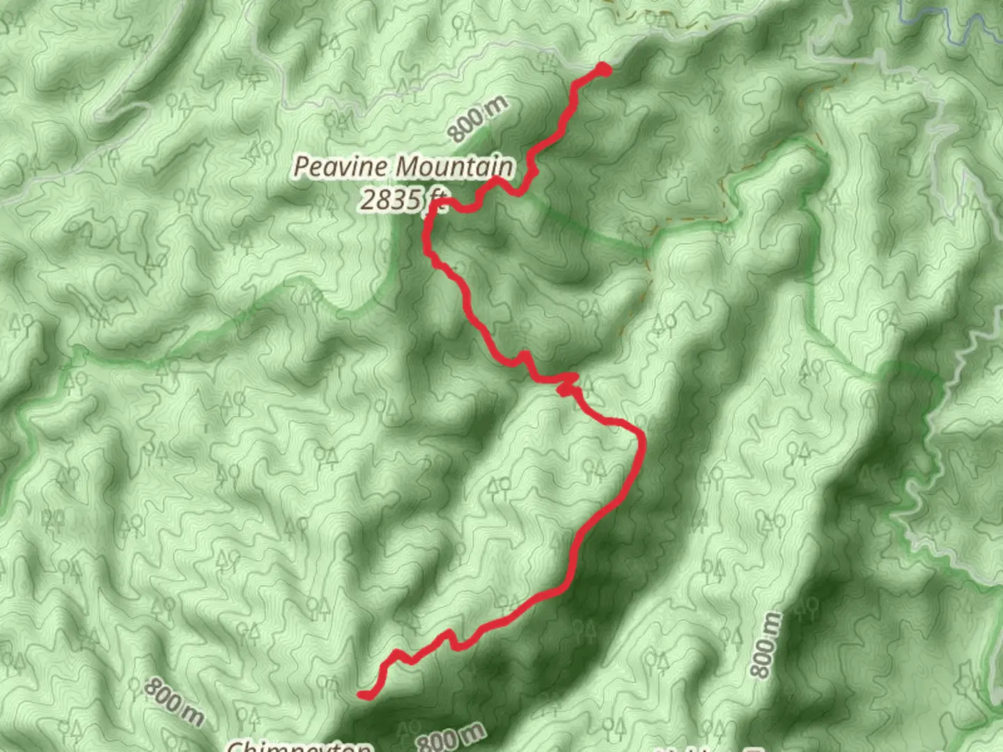 An image depicting the trail Big Frog and Fork Ridge and its surrounding area.