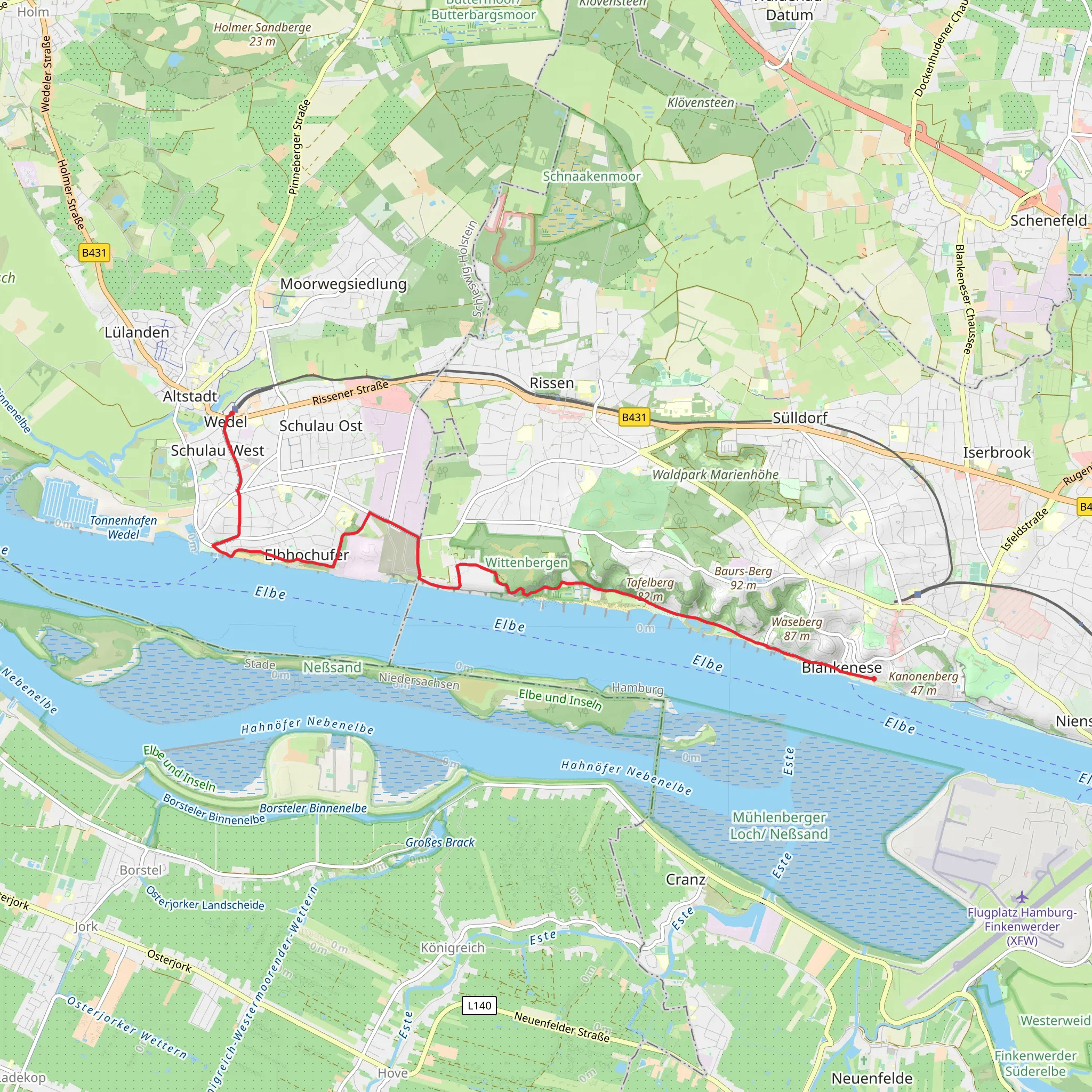 Blankenese to Wedel via Jakobsweg via Baltica mobile static map
