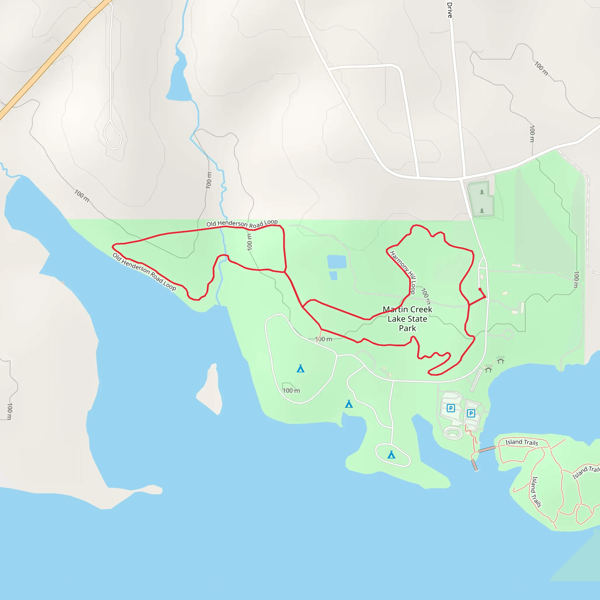 Harmony Hill and Old Henderson Road Loop mobile static map