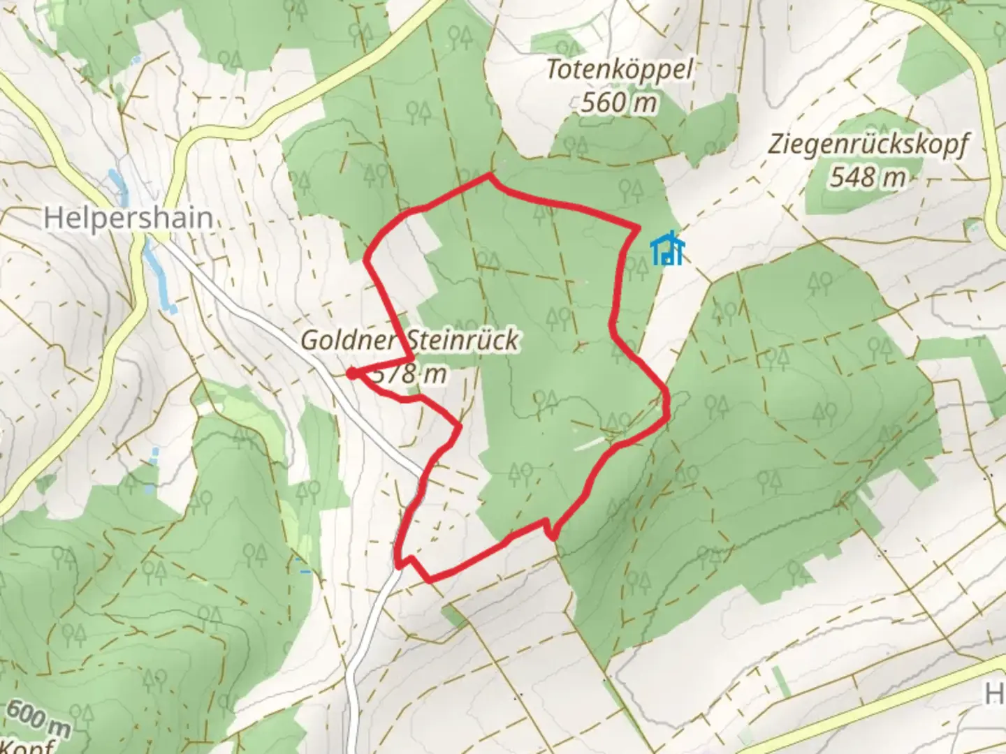 An image depicting the trail Goldner Steinrück Loop and its surrounding area.