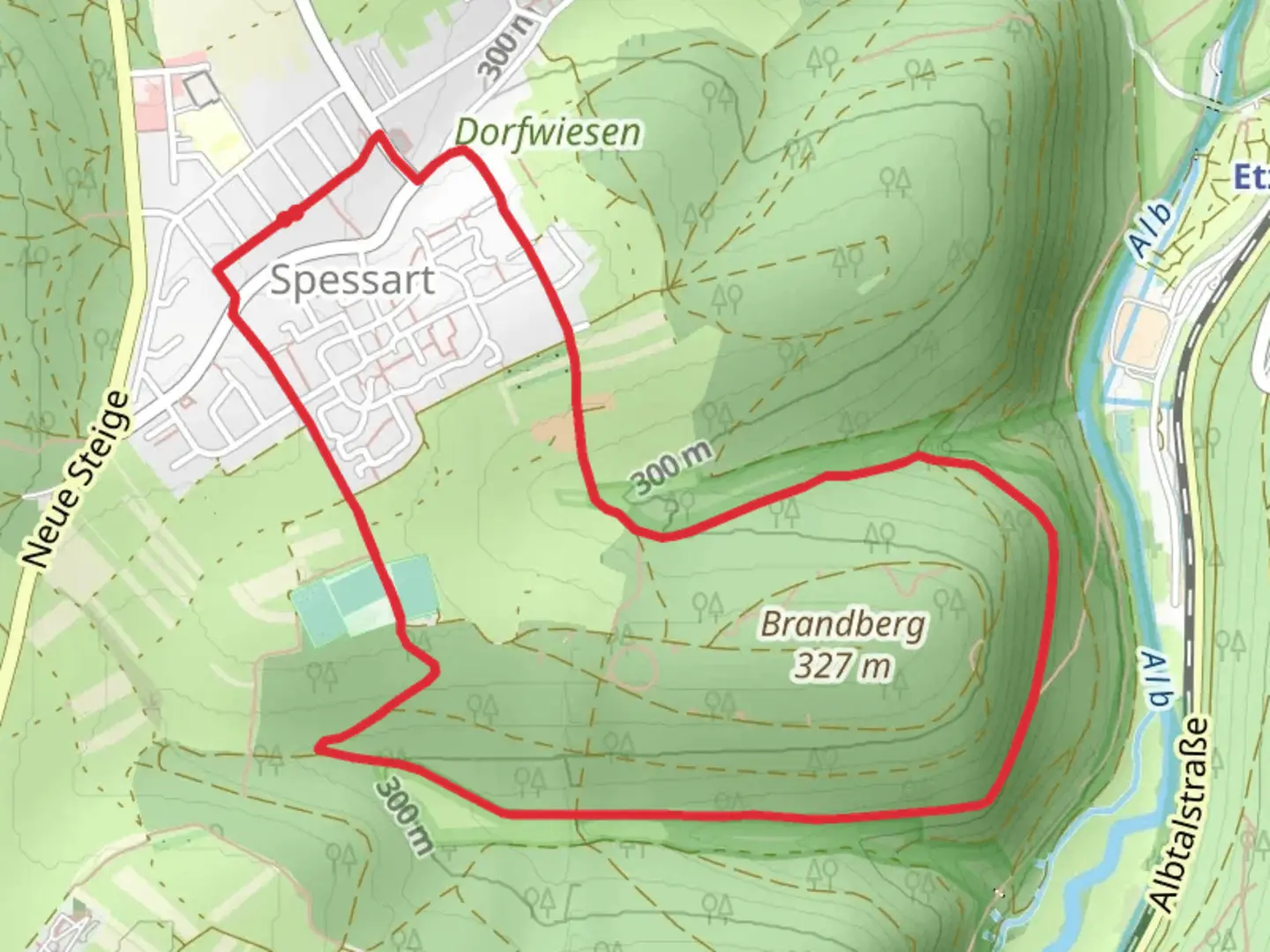 An image depicting the trail Brandberg Loop via Allmendstrßea and its surrounding area.