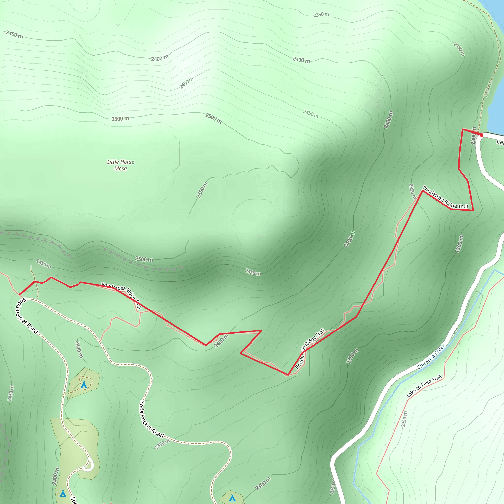 Ponderosa Ridge Trail mobile static map