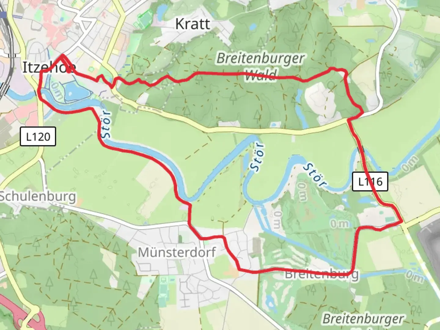 An image depicting the trail Stör and Eichtal Loop and its surrounding area.