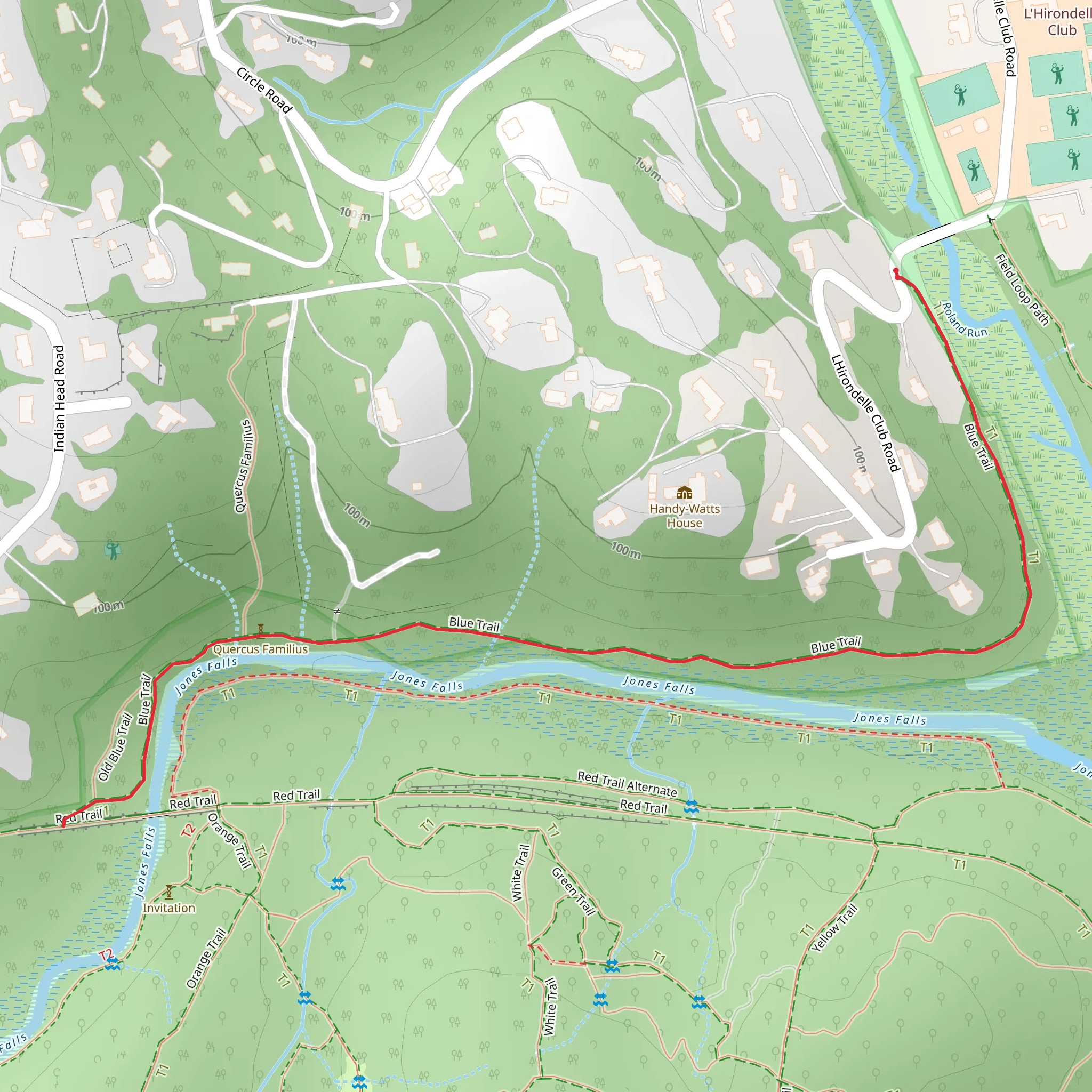 Blue Trail to Red Trail mobile static map