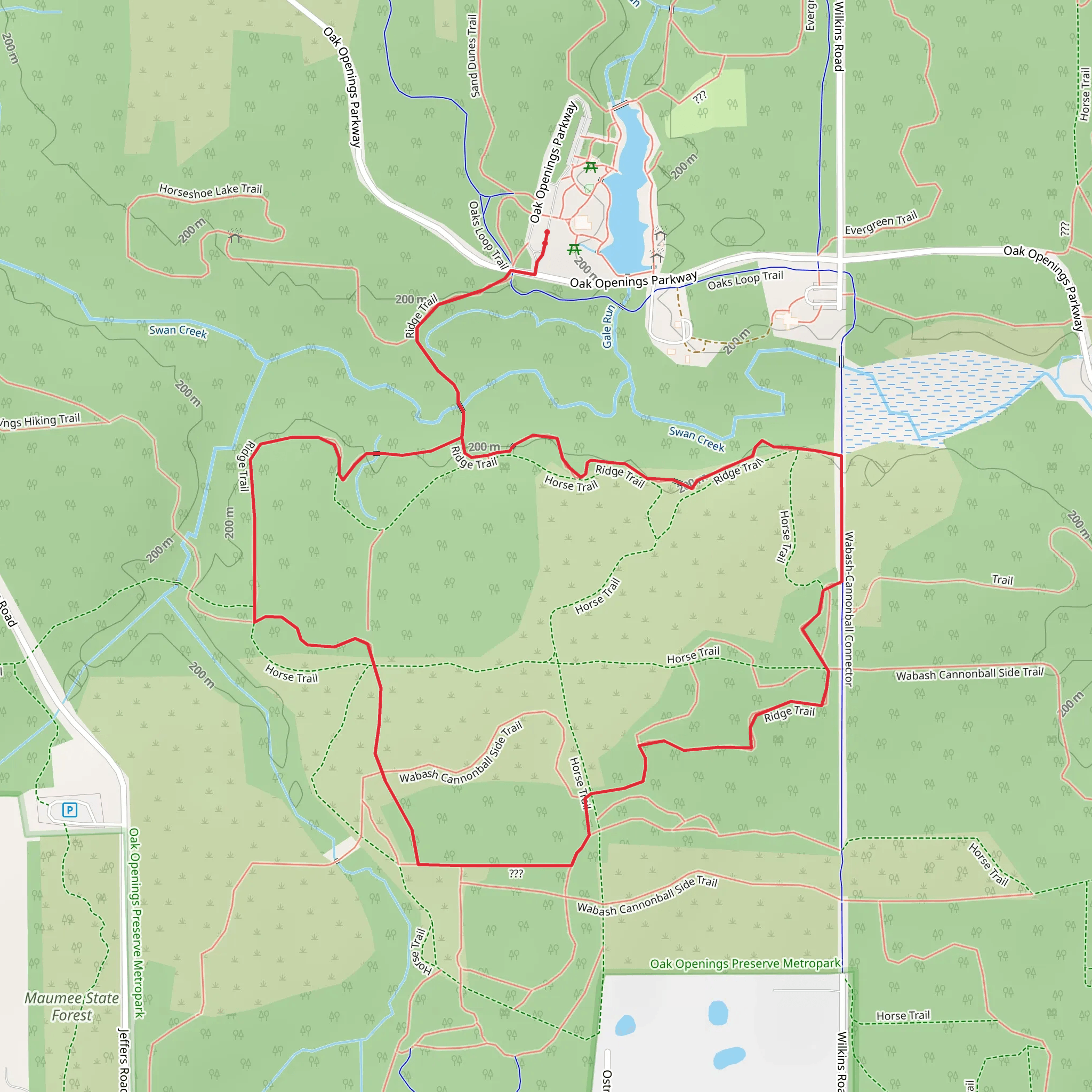 Oak Openings Hiking and Ridge Loop Trail mobile static map