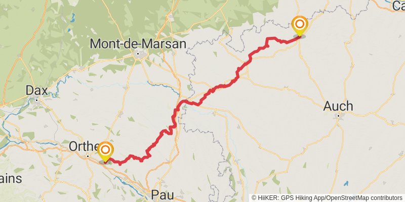 Camino Geneva-Saint Jean Pied du Port stage 10 Map