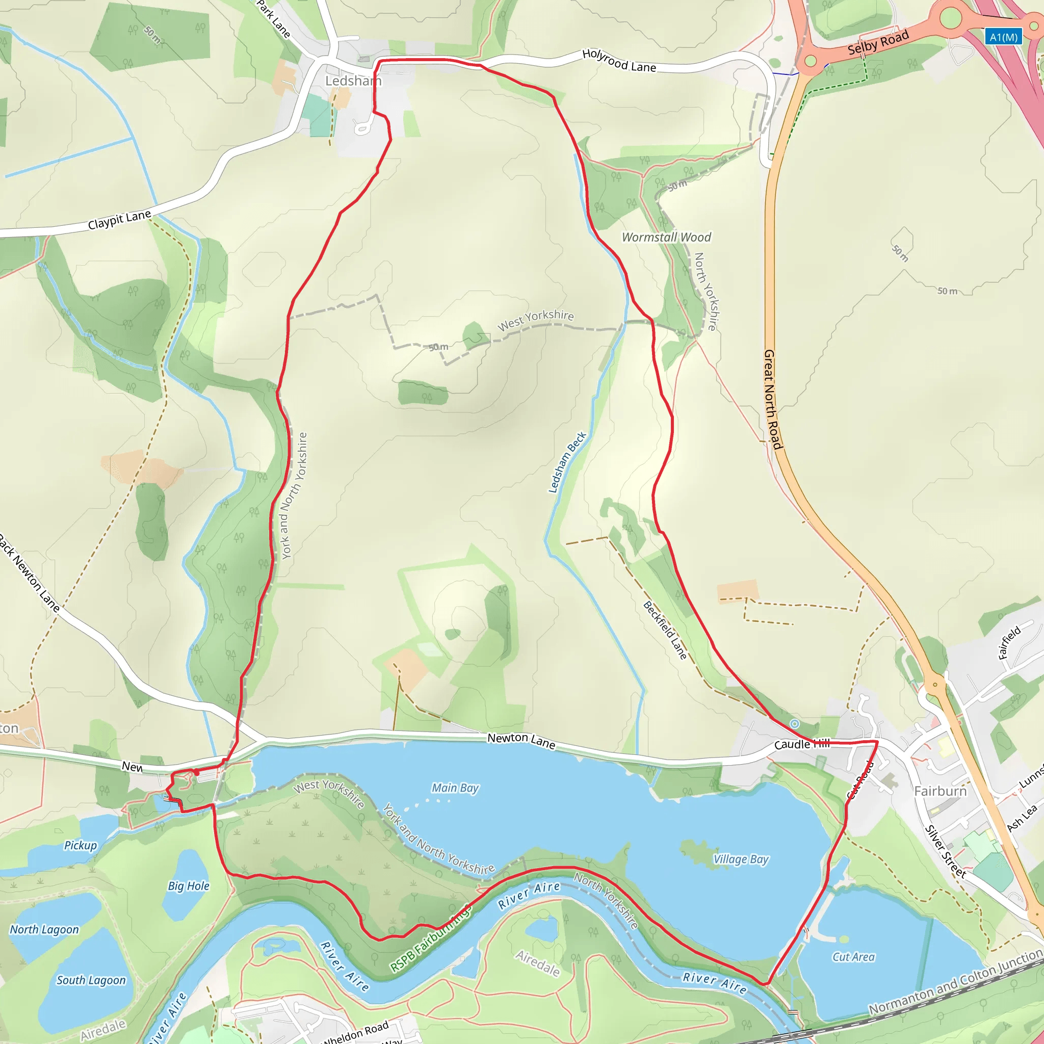 Village Bay Viewpoint and Fairburn Ings in Ledsham Country Park mobile static map