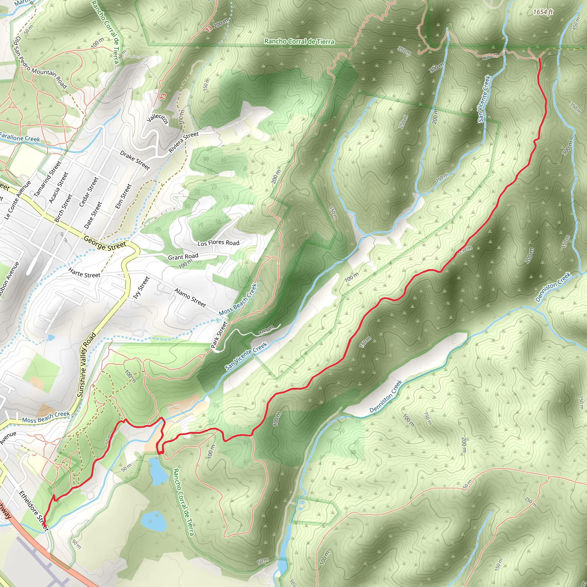 Ember Ridge and Spine Trail mobile static map