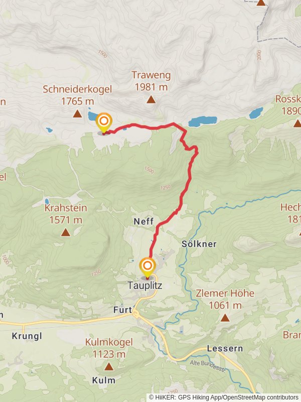 Tauplitzalm over the Niederblas to Tauplitz mobile static map