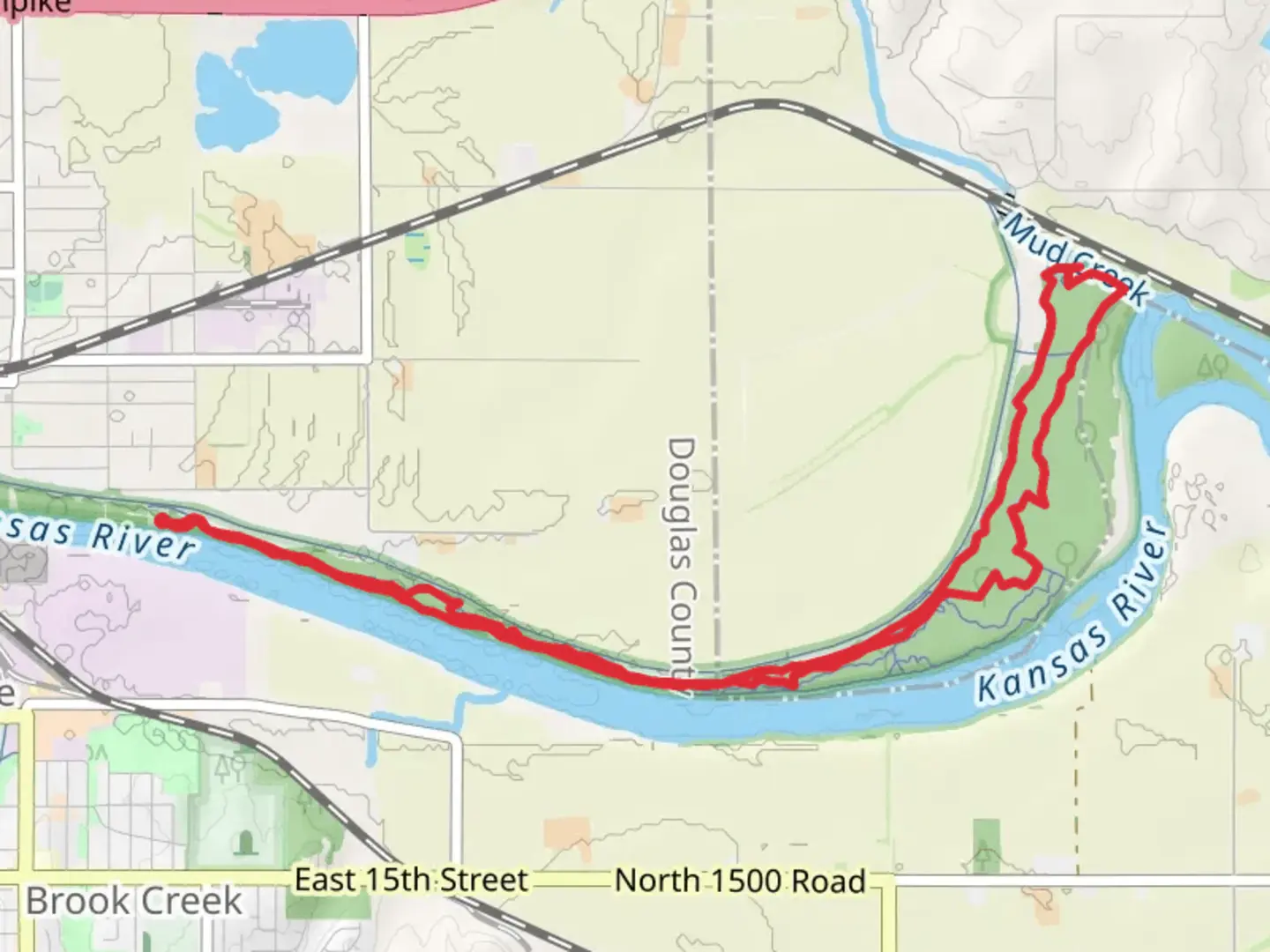 An image depicting the trail Kansas River Walk and its surrounding area.