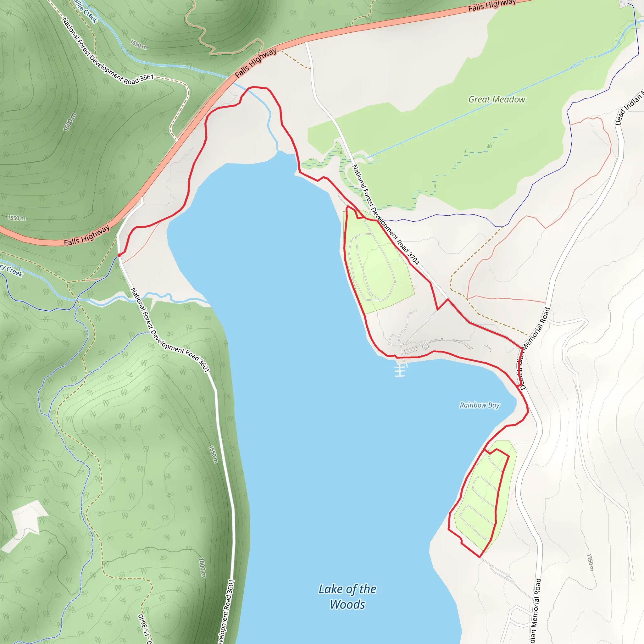 Lake of the Woods East Shore Loop mobile static map