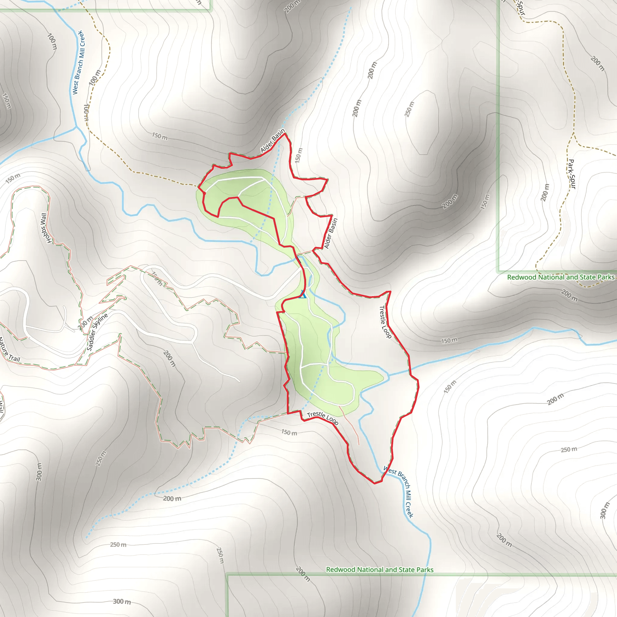 Alder Basin and Trestle Loop mobile static map