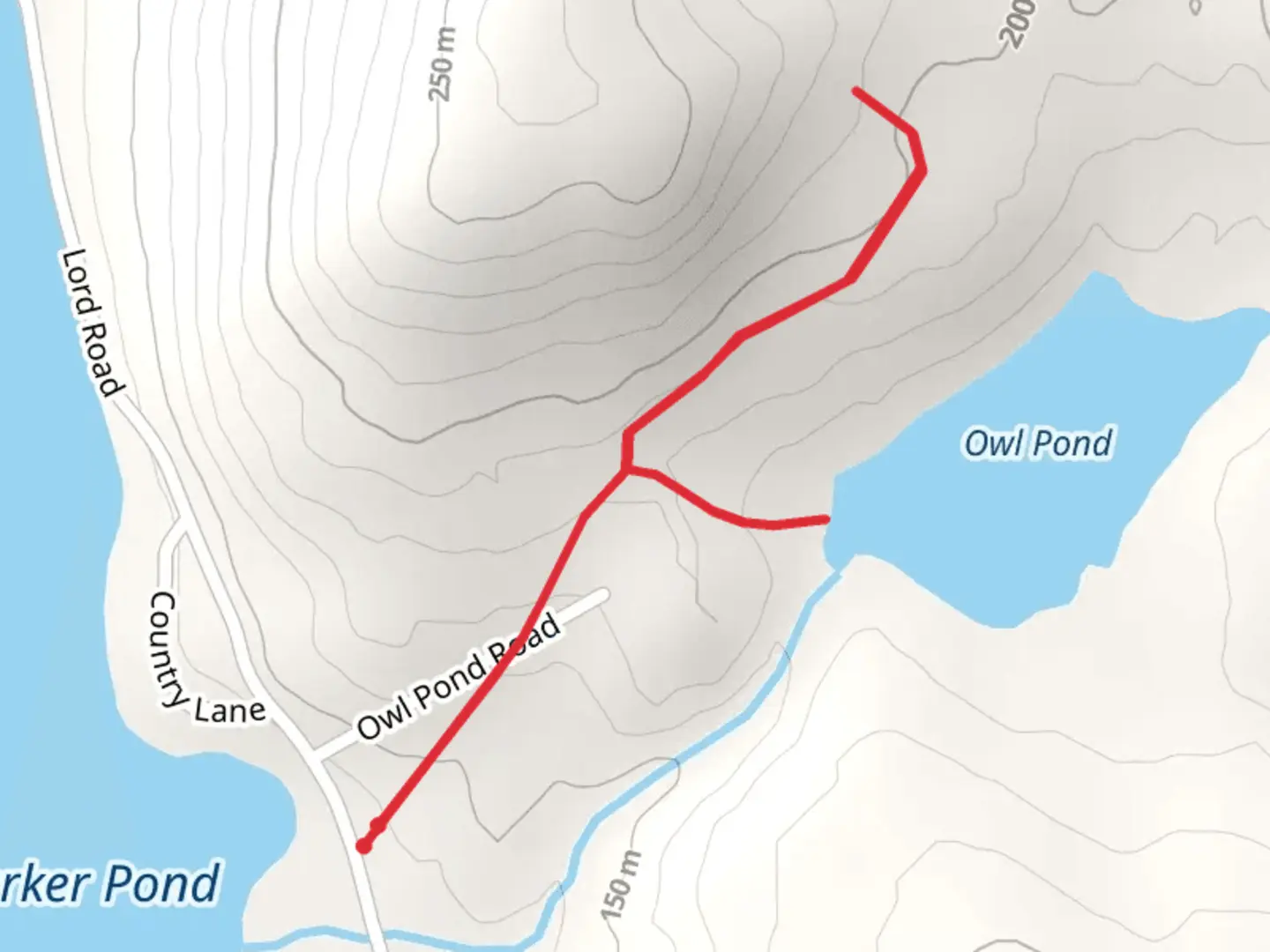An image depicting the trail Owl Pond from Lord Road and its surrounding area.