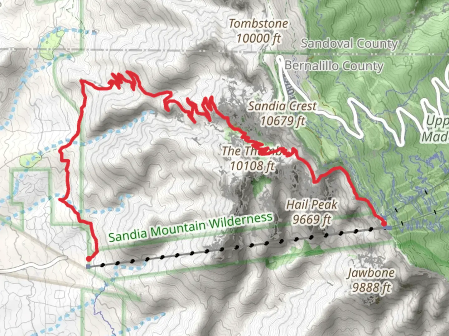 An image depicting the trail Tramway and La Luz Trail and its surrounding area.