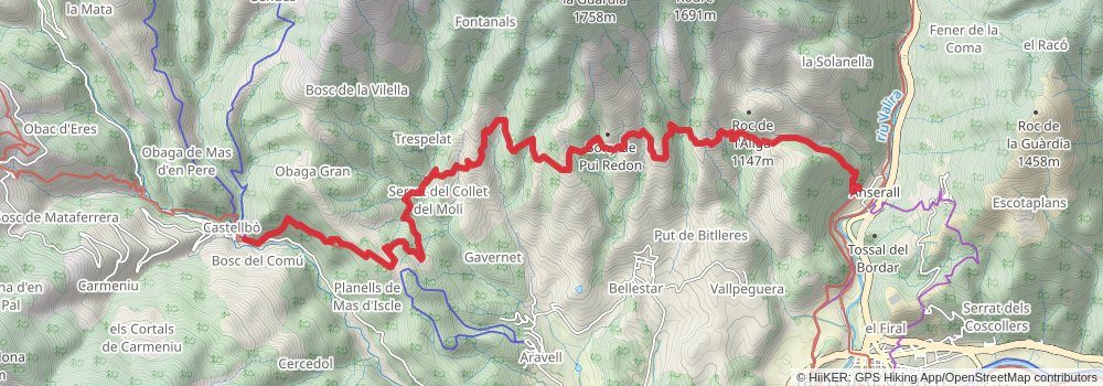 GR 3 Central Path of Catalonia stage 16 Map