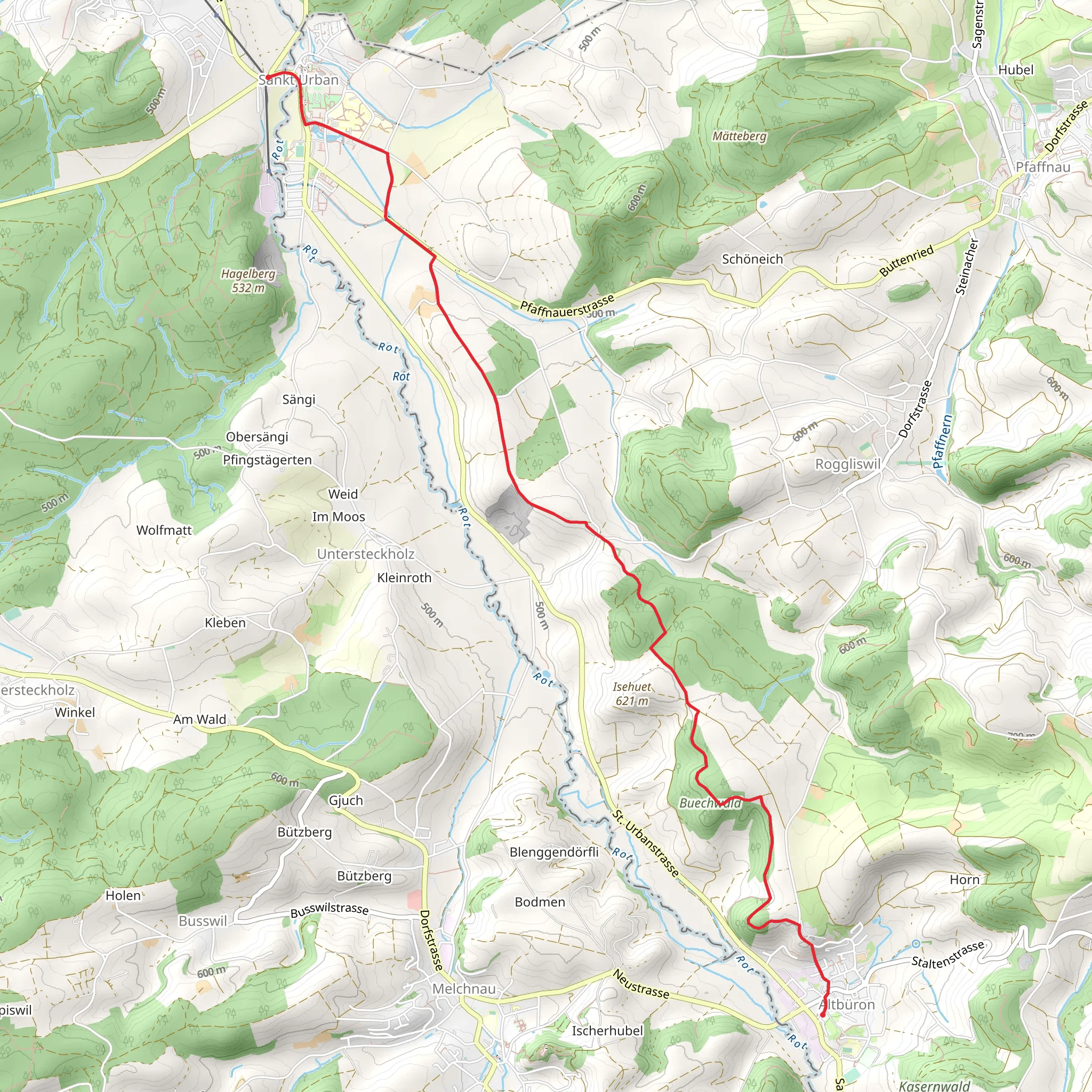 Altbüron - St Urban mobile static map