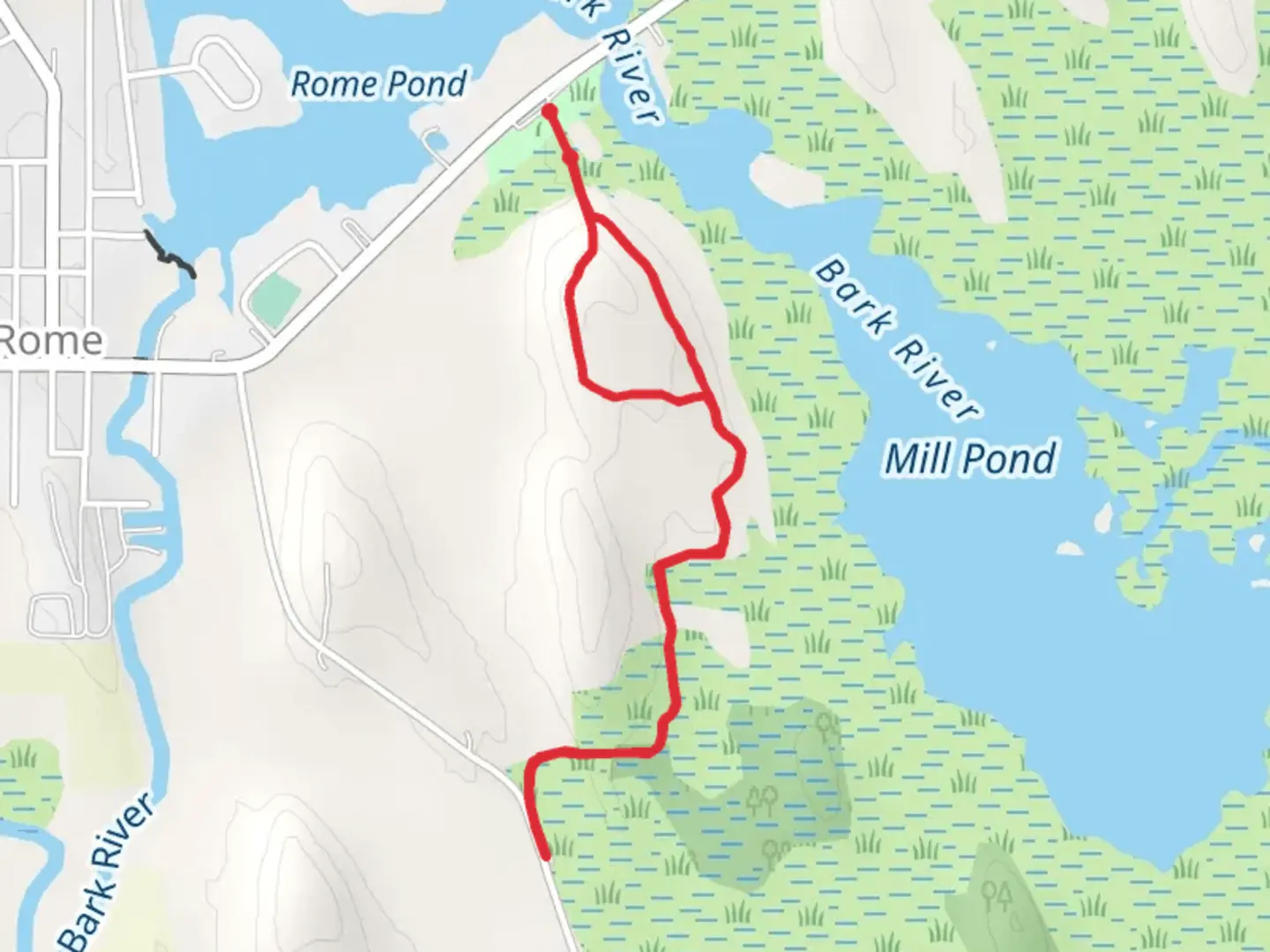 An image depicting the trail Rome Pond Park Out and Back and its surrounding area.