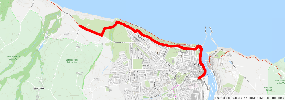 Boulby Mine to Whitby by the Cleveland Way stage 2 Map