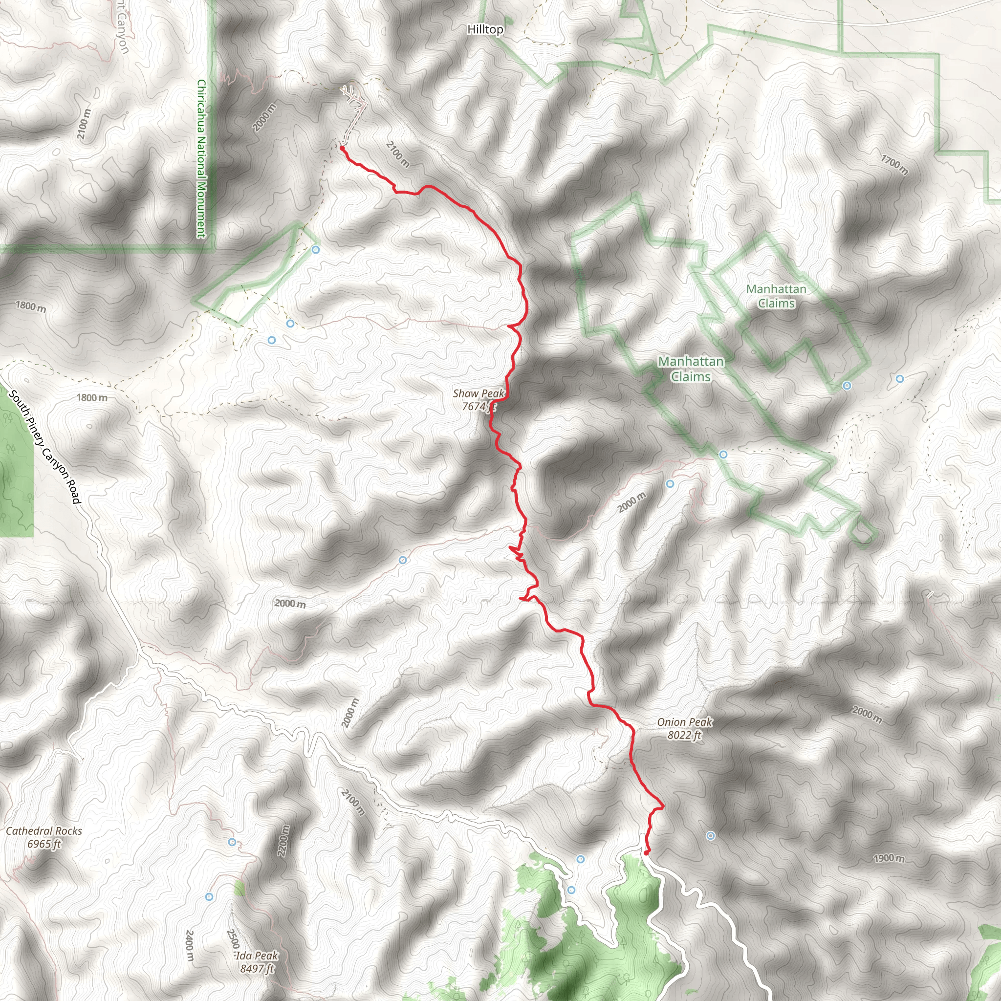 Shaw Peak Trail mobile static map