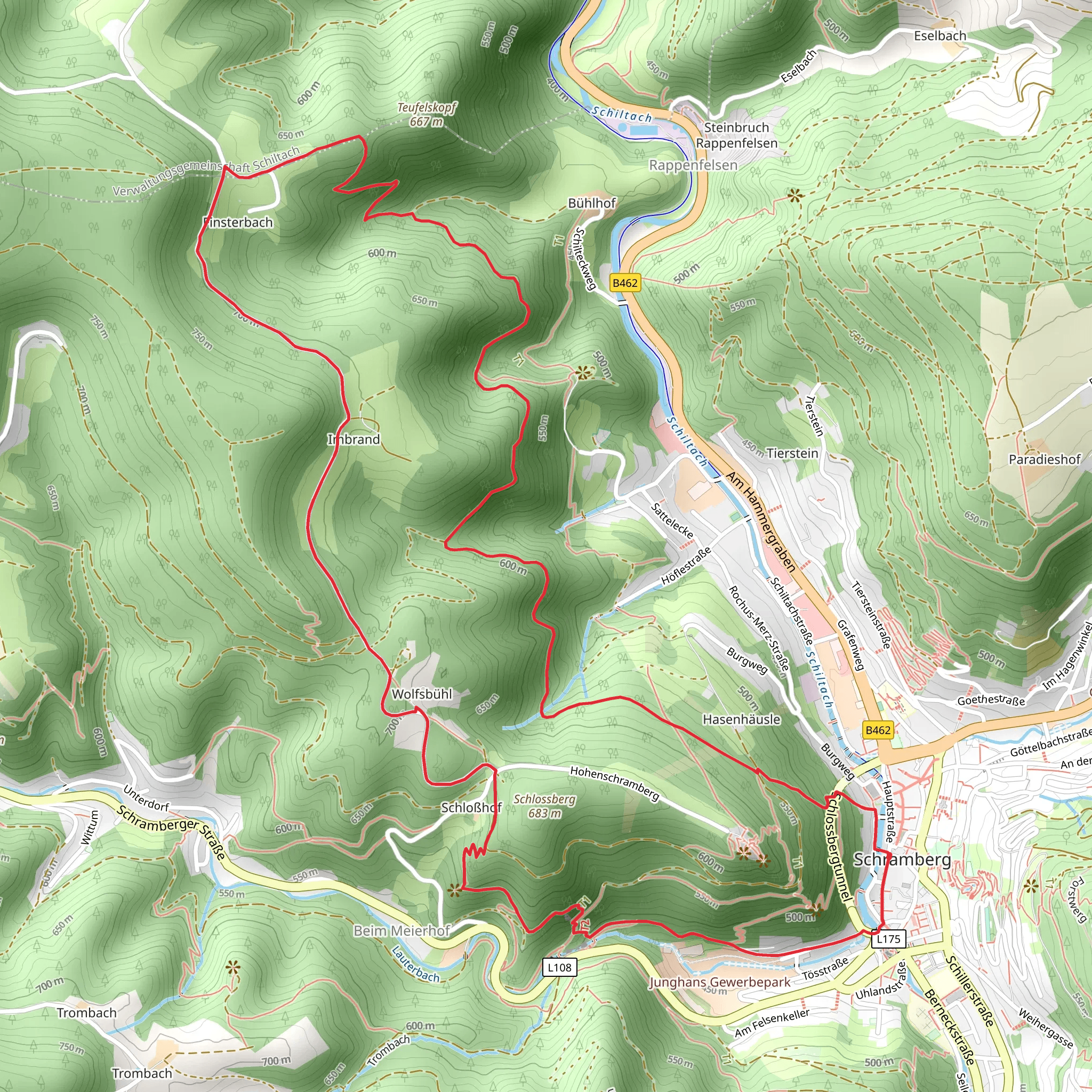 Unter dem Schlosshof and Ueberm Schossbergtunnel Loop mobile static map