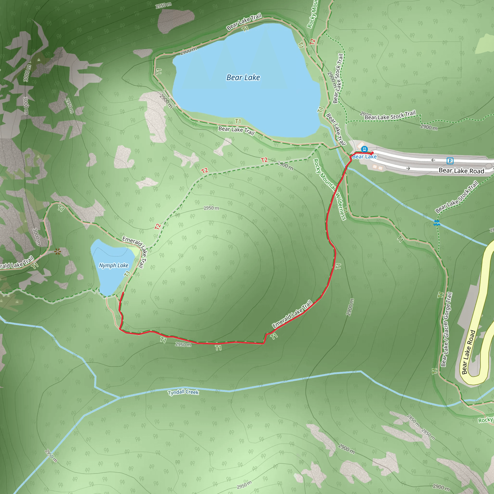 Nymph Lake Trail mobile static map