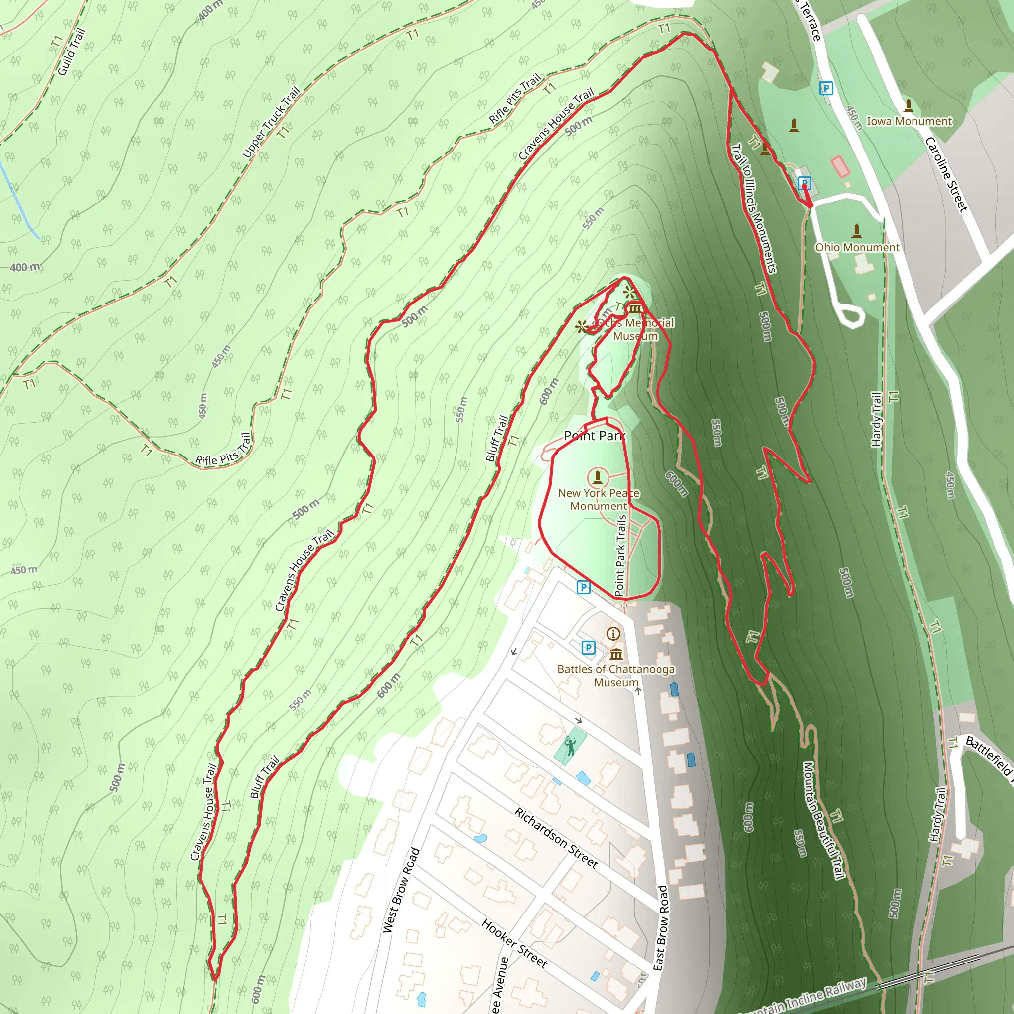 Point Park and Mountain Beautiful Loop Trail mobile static map