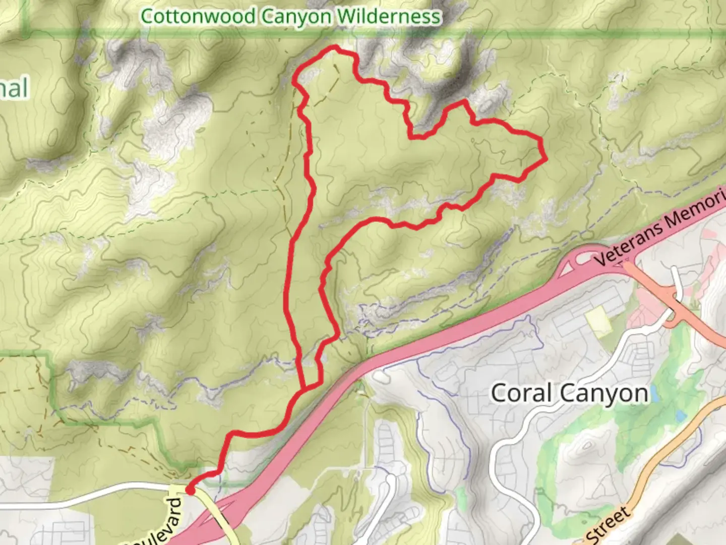 An image depicting the trail Grapevine Trail and Bracken's Loop and its surrounding area.