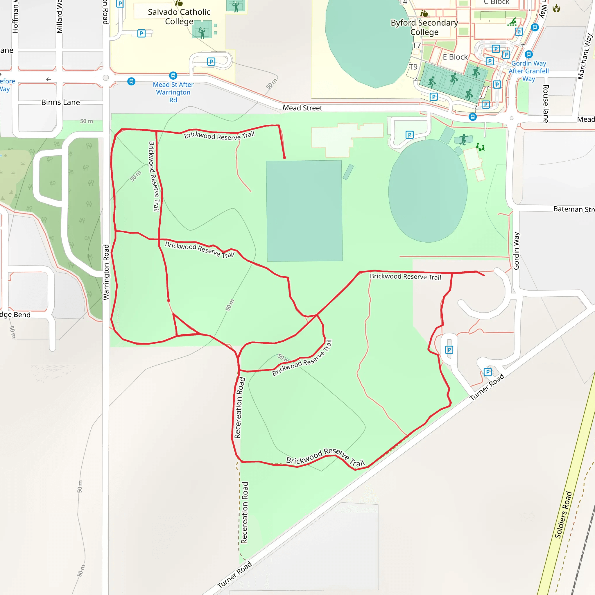 Brickwood Reserve Trail mobile static map